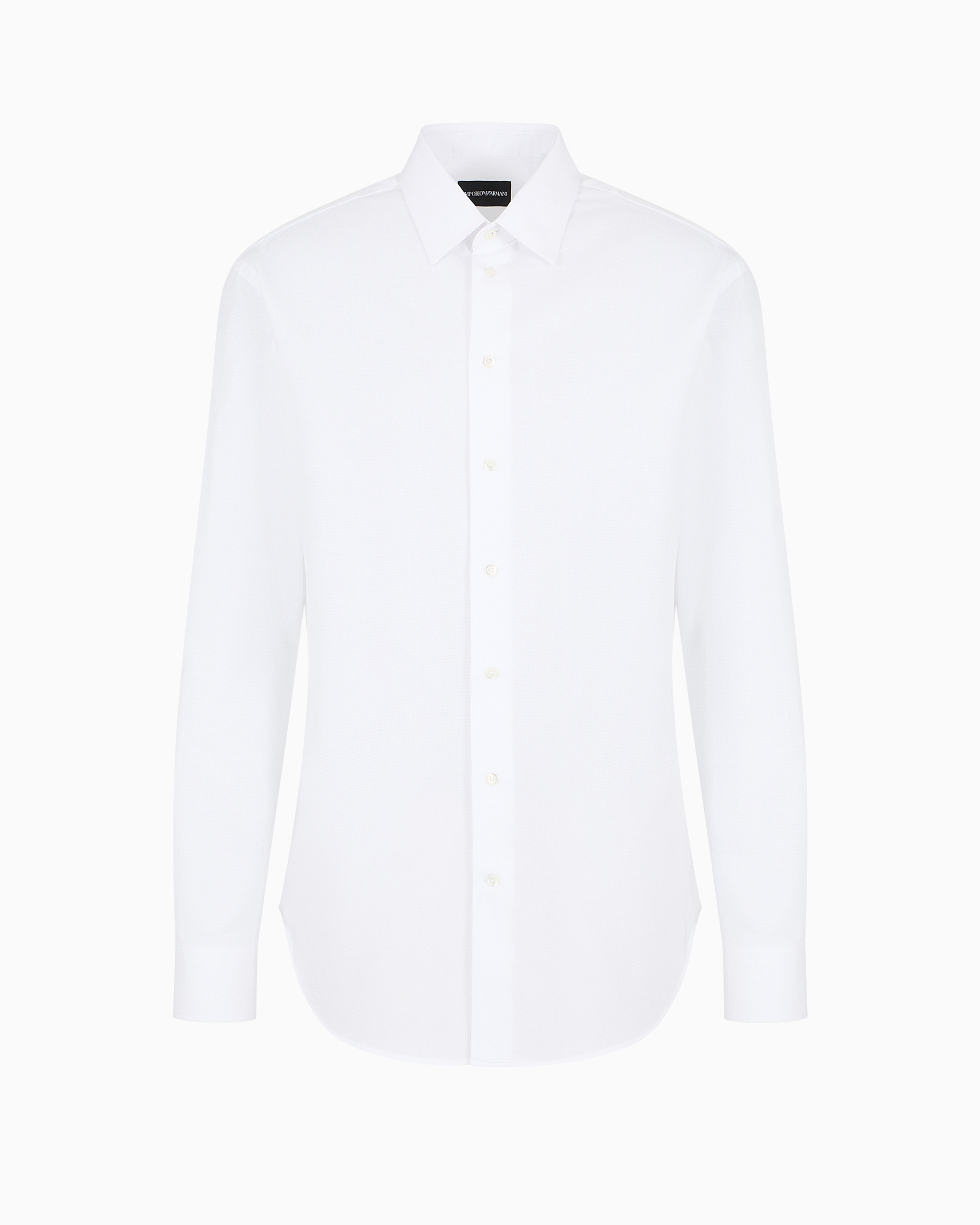 Emporio Armani Official Store Cotton Armure Shirt In White