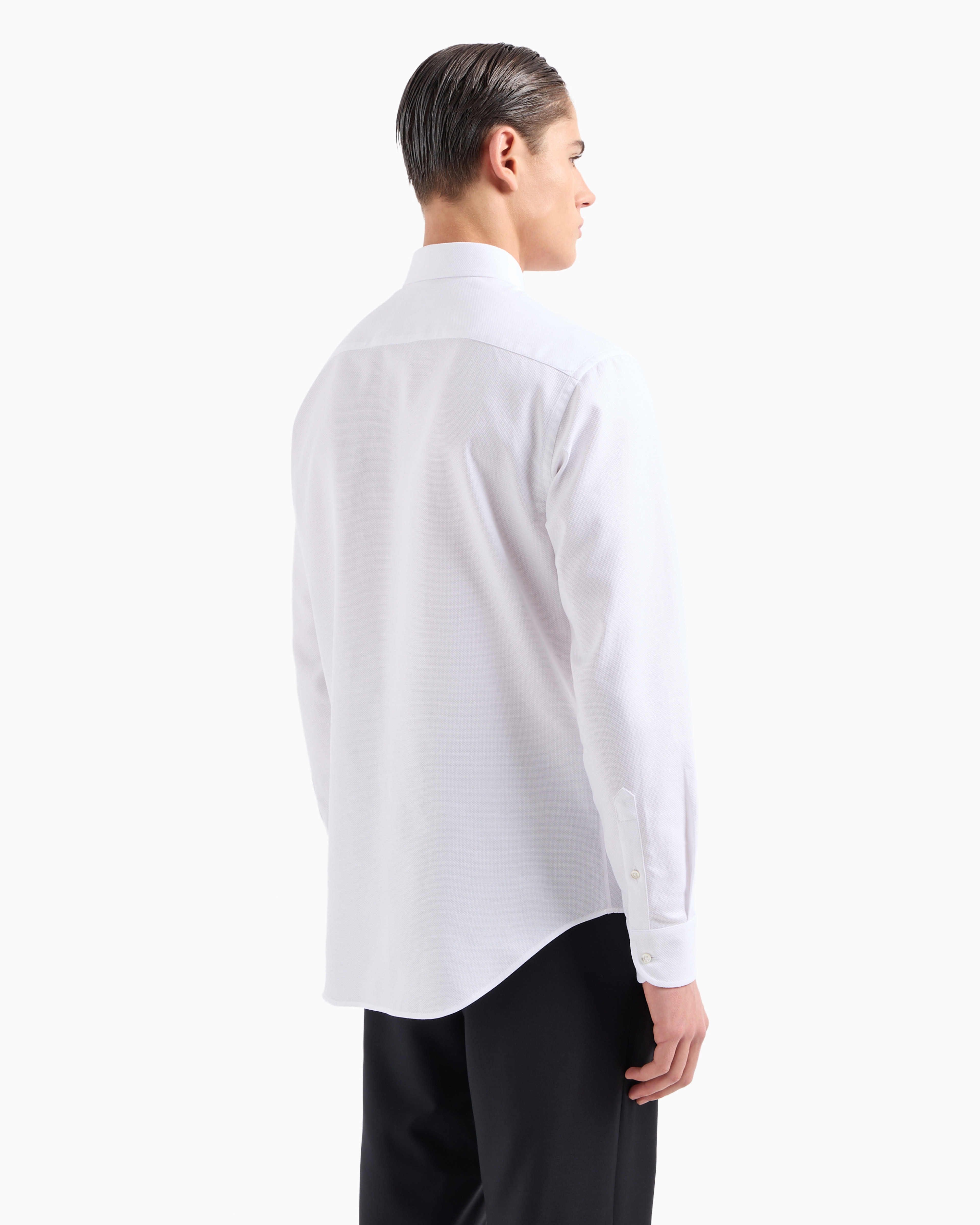 Shop Emporio Armani Cotton Armure Shirt In White