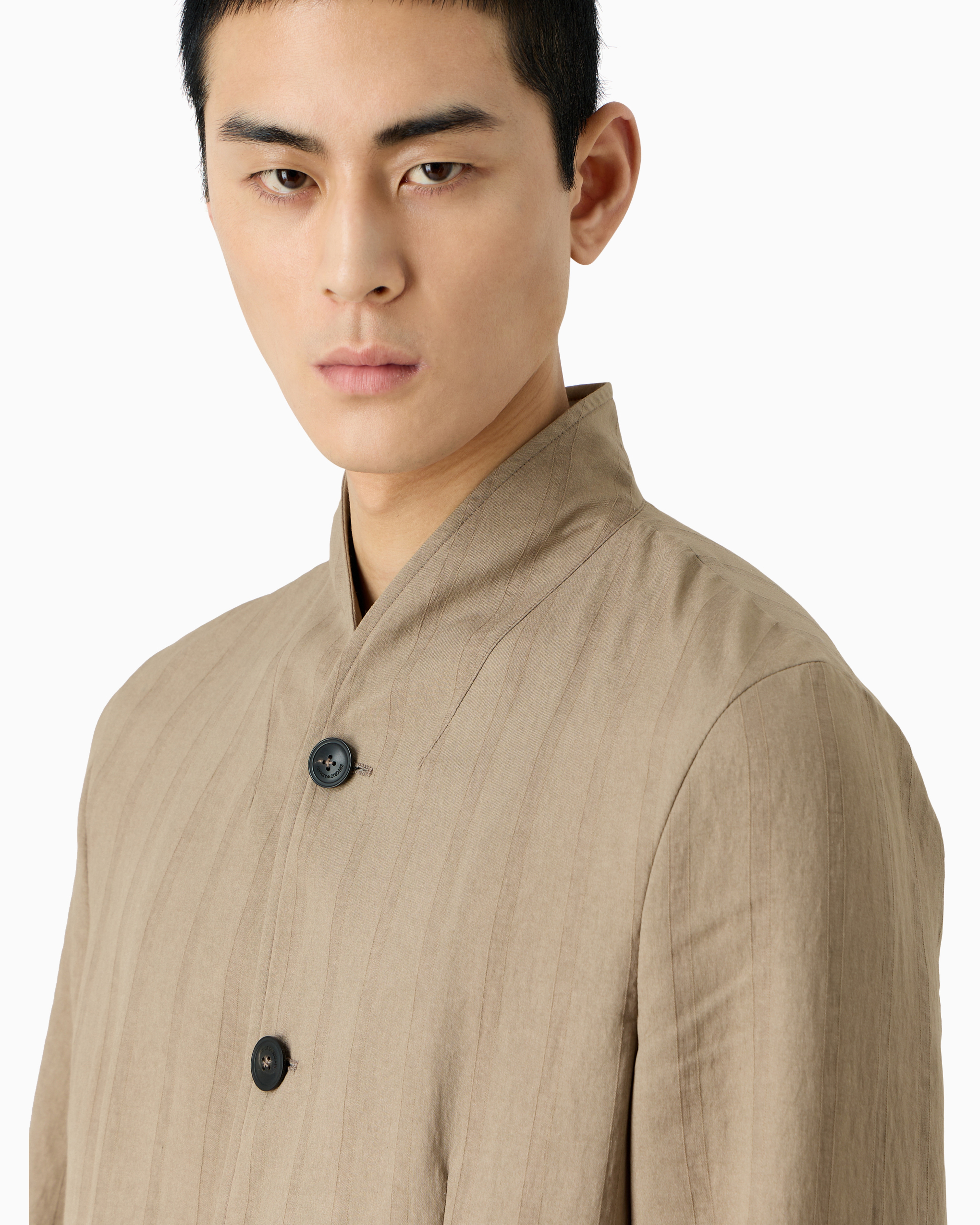 Emporio Armani Vertically Striped Blazer In White