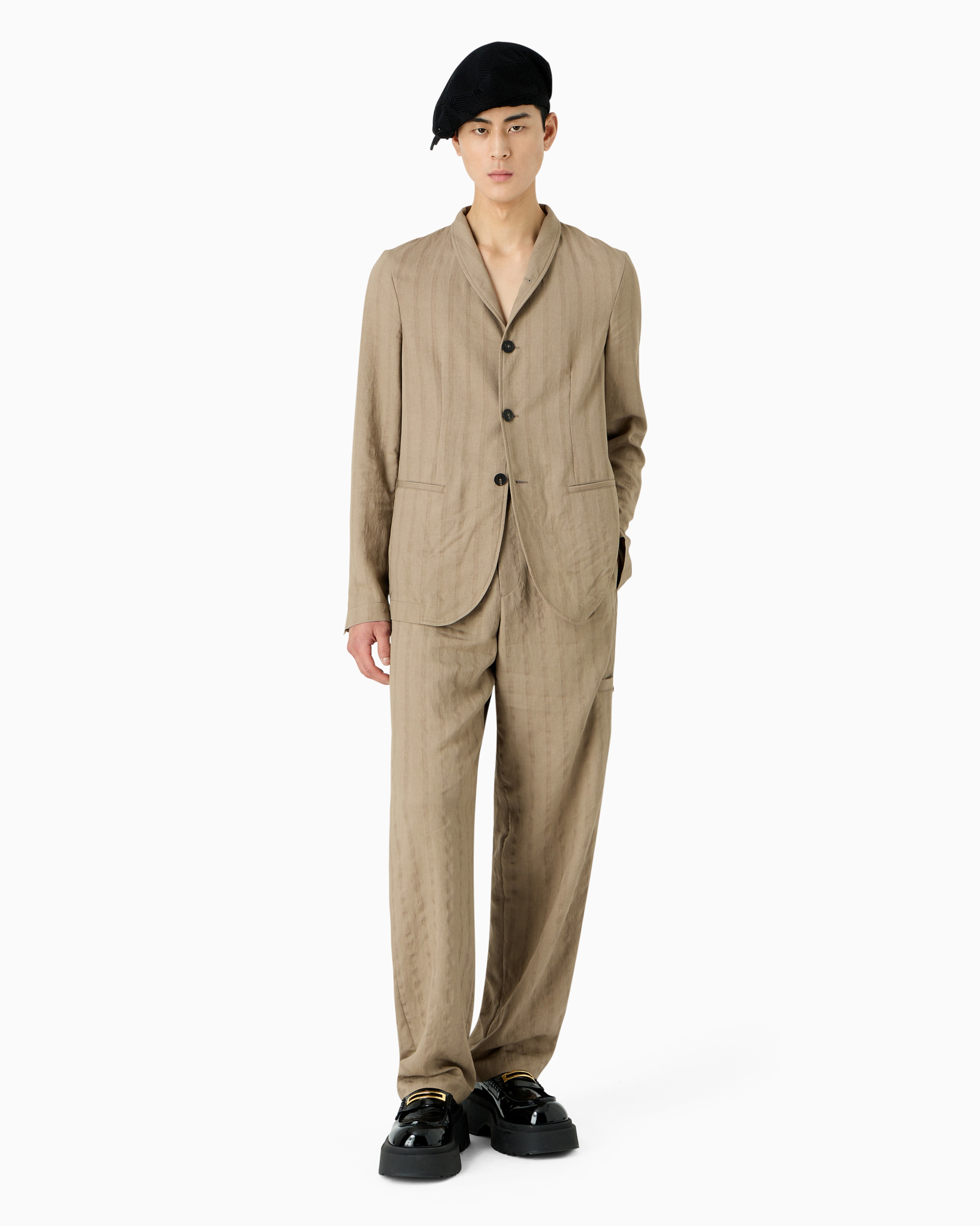 Emporio Armani Vertically Striped Blazer In White