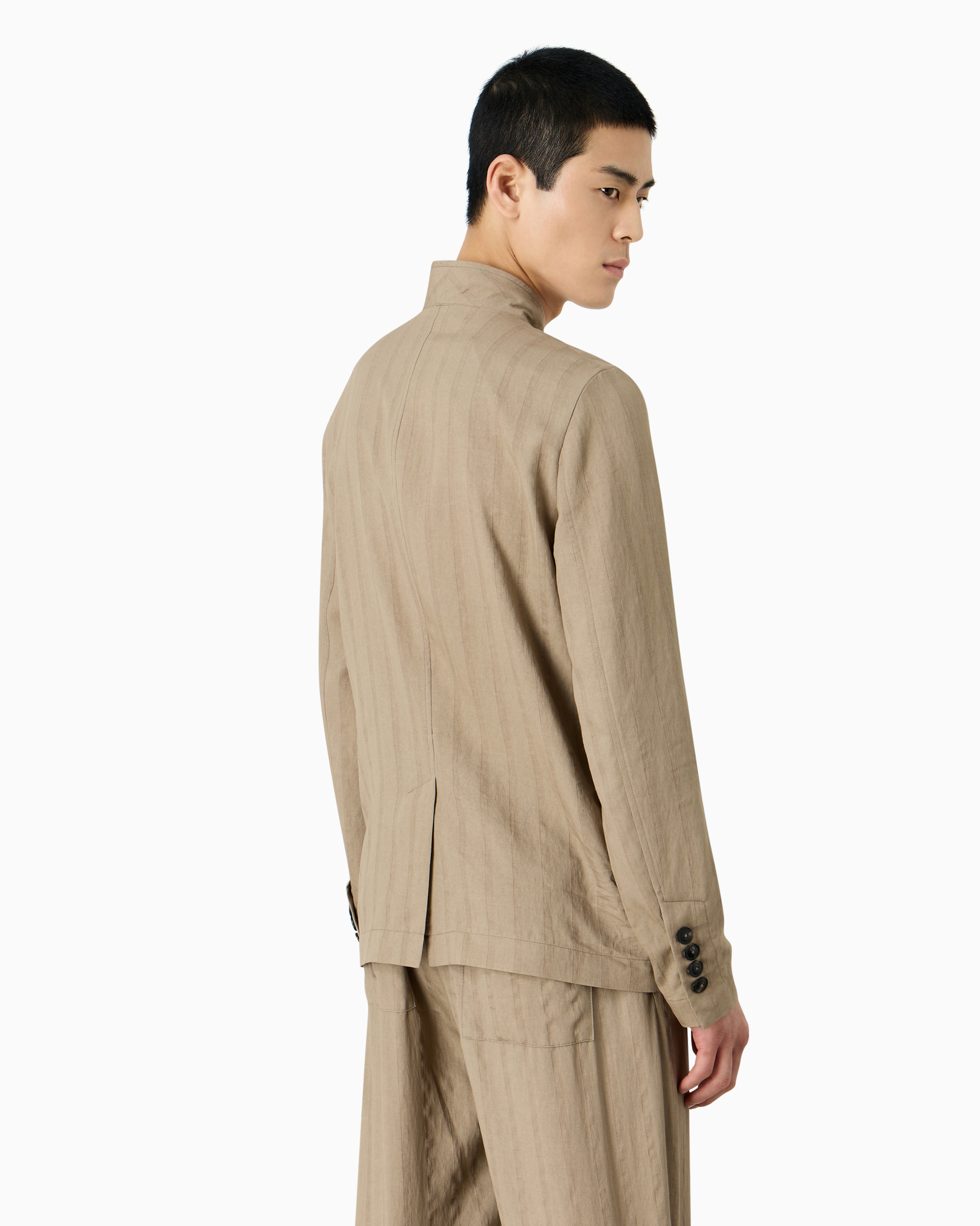 Emporio Armani Vertically Striped Blazer In White