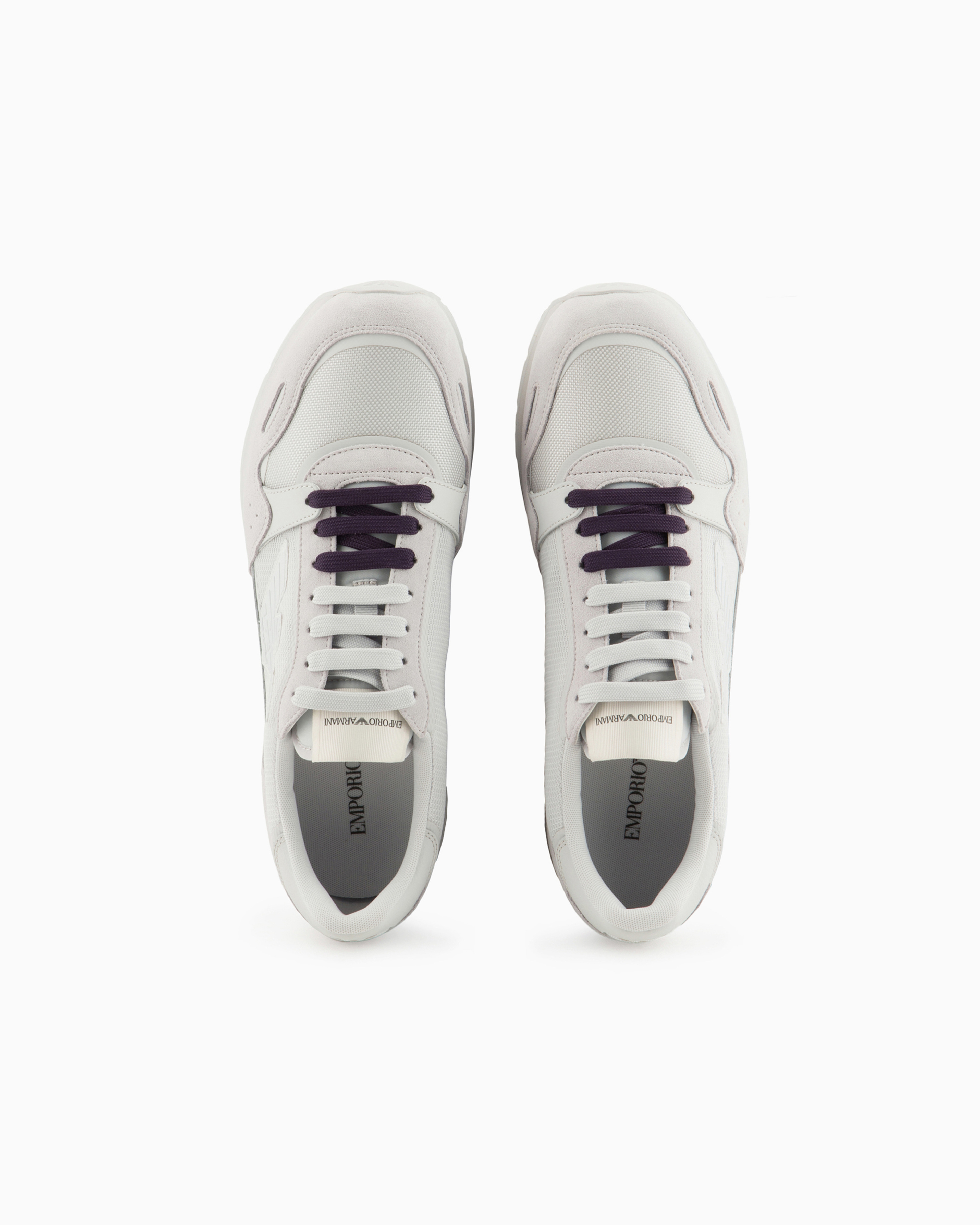 EMPORIO ARMANI MESH SNEAKERS WITH SUEDE DETAILS AND EAGLE PATCH 