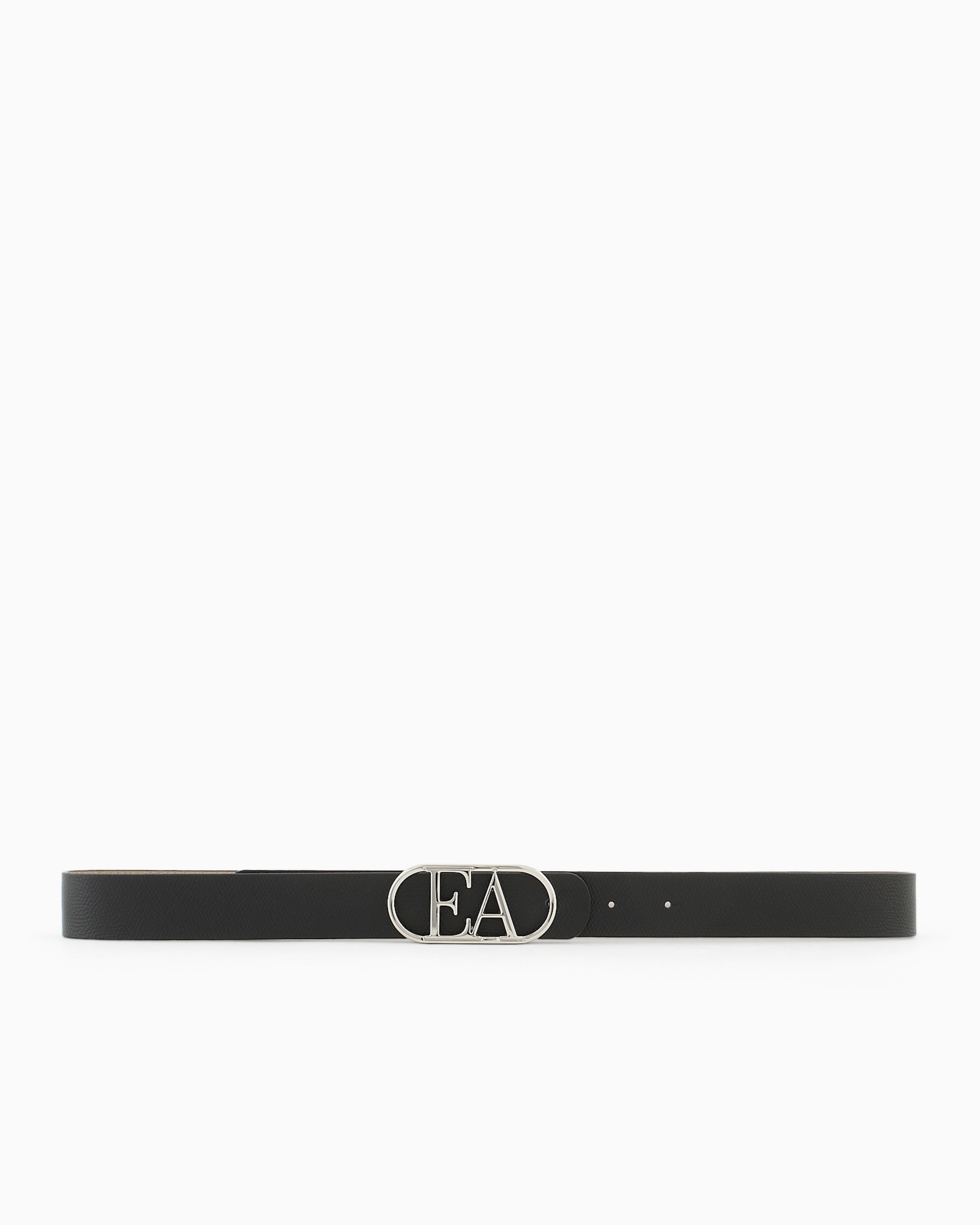 Emporio Armani Official Store Palmellato-leather Belt With Ea Buckle In Black
