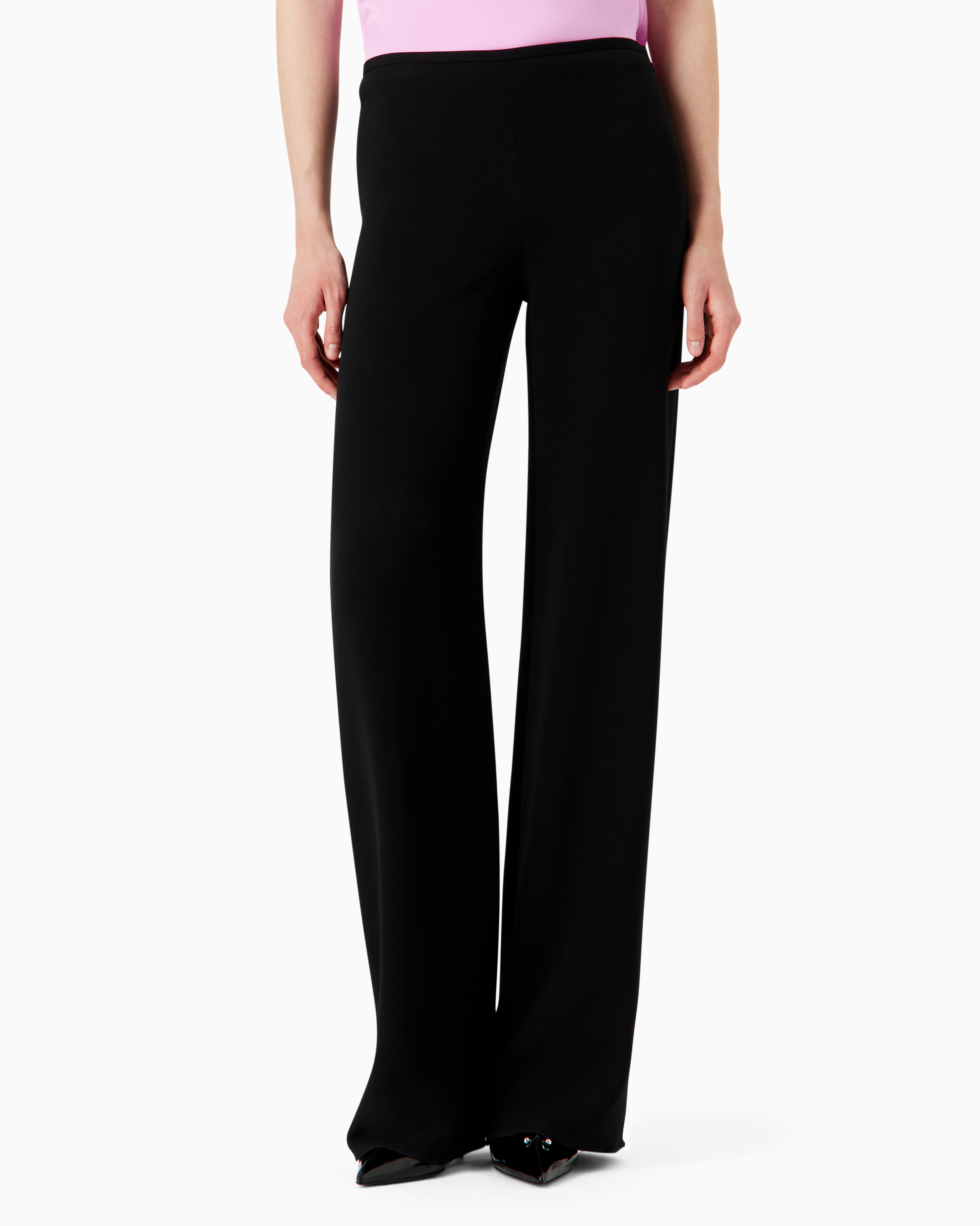 Emporio Armani Cady Crêpe Palazzo Trousers In Black