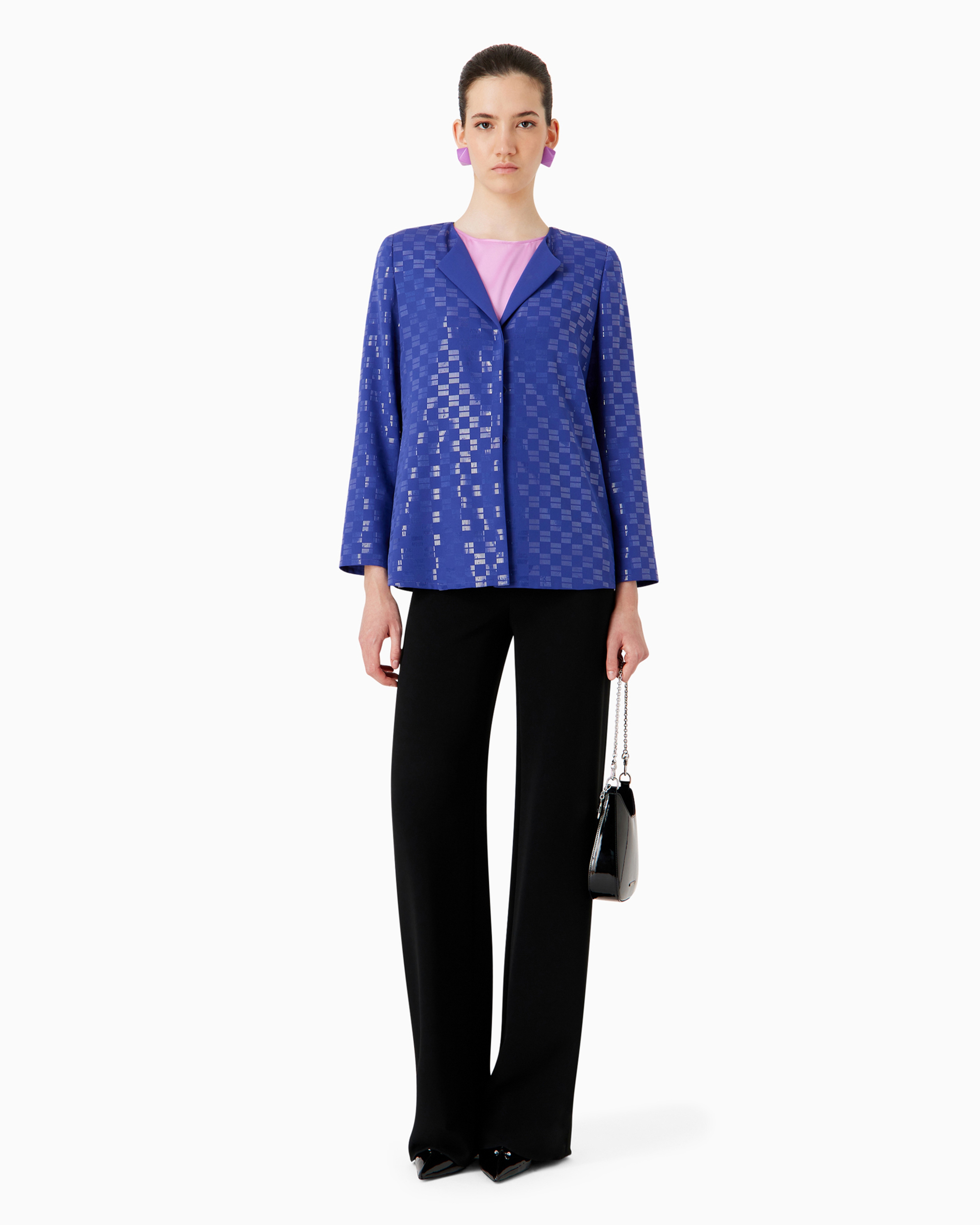 Emporio Armani Cady Crêpe Palazzo Trousers In Black