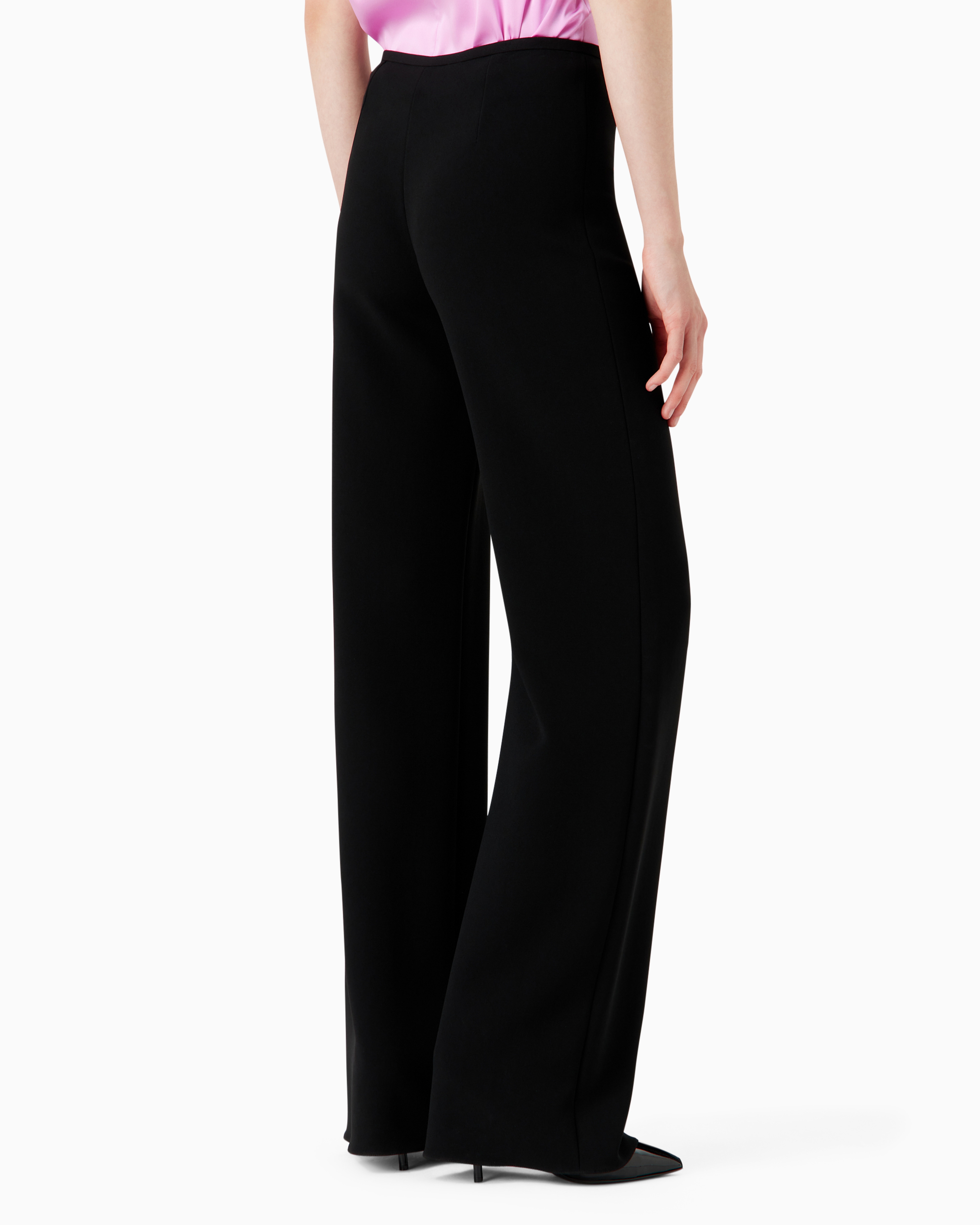 Emporio Armani Cady Crêpe Palazzo Trousers In Black