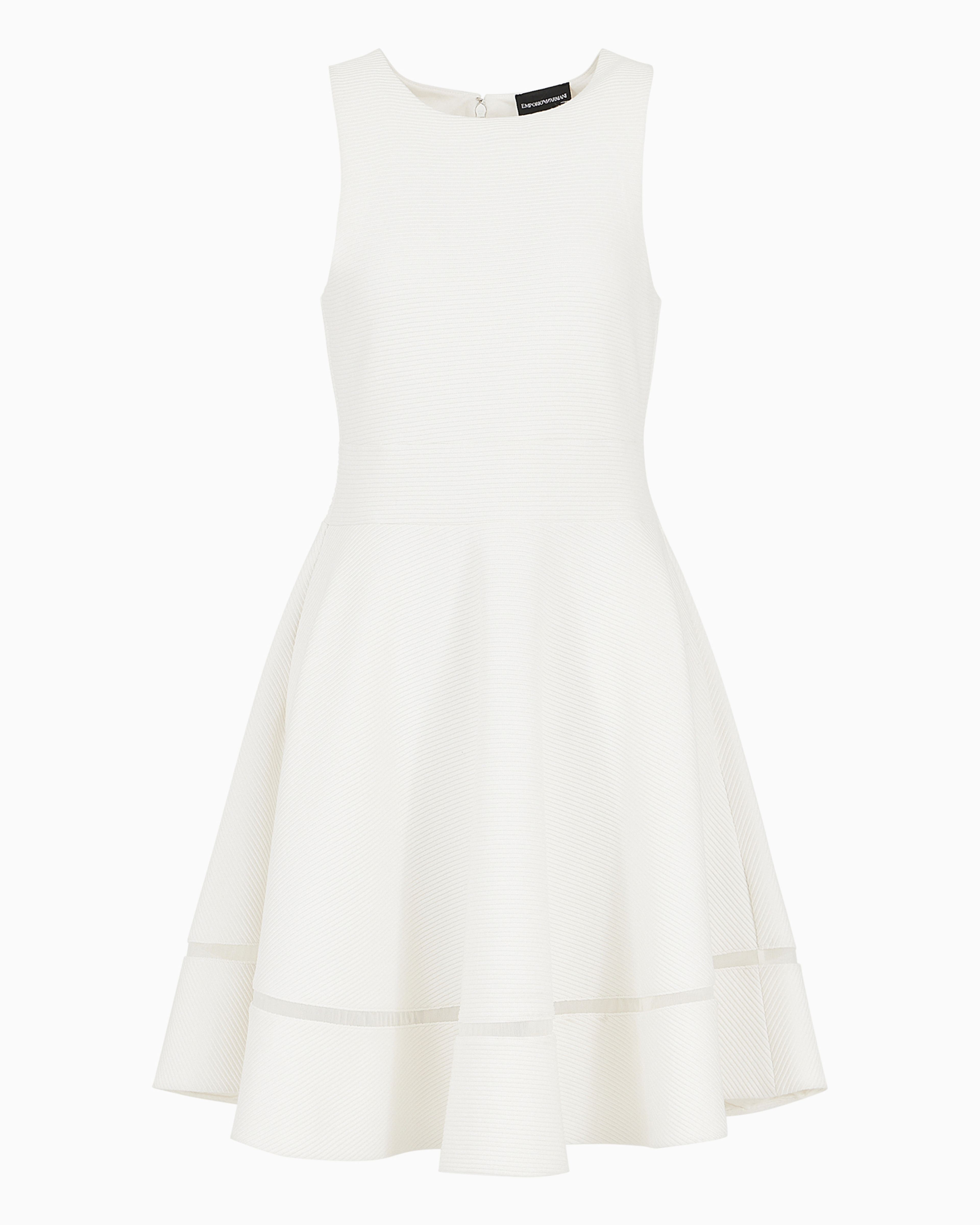 Emporio Armani Official Store Ottoman Jersey Flared Dress In White