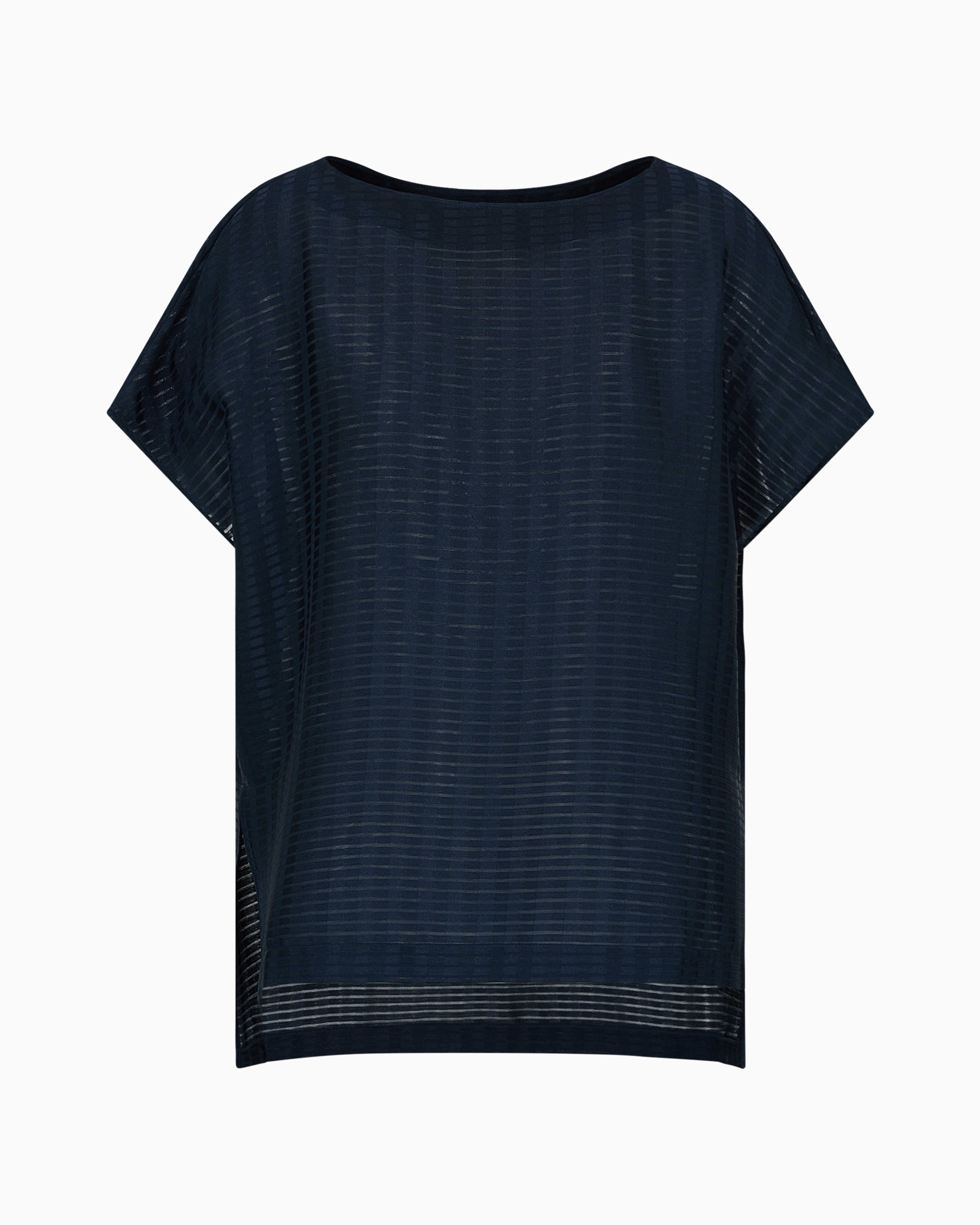 Emporio Armani All-over Rectangle-motif Top With Side Slits In Blue