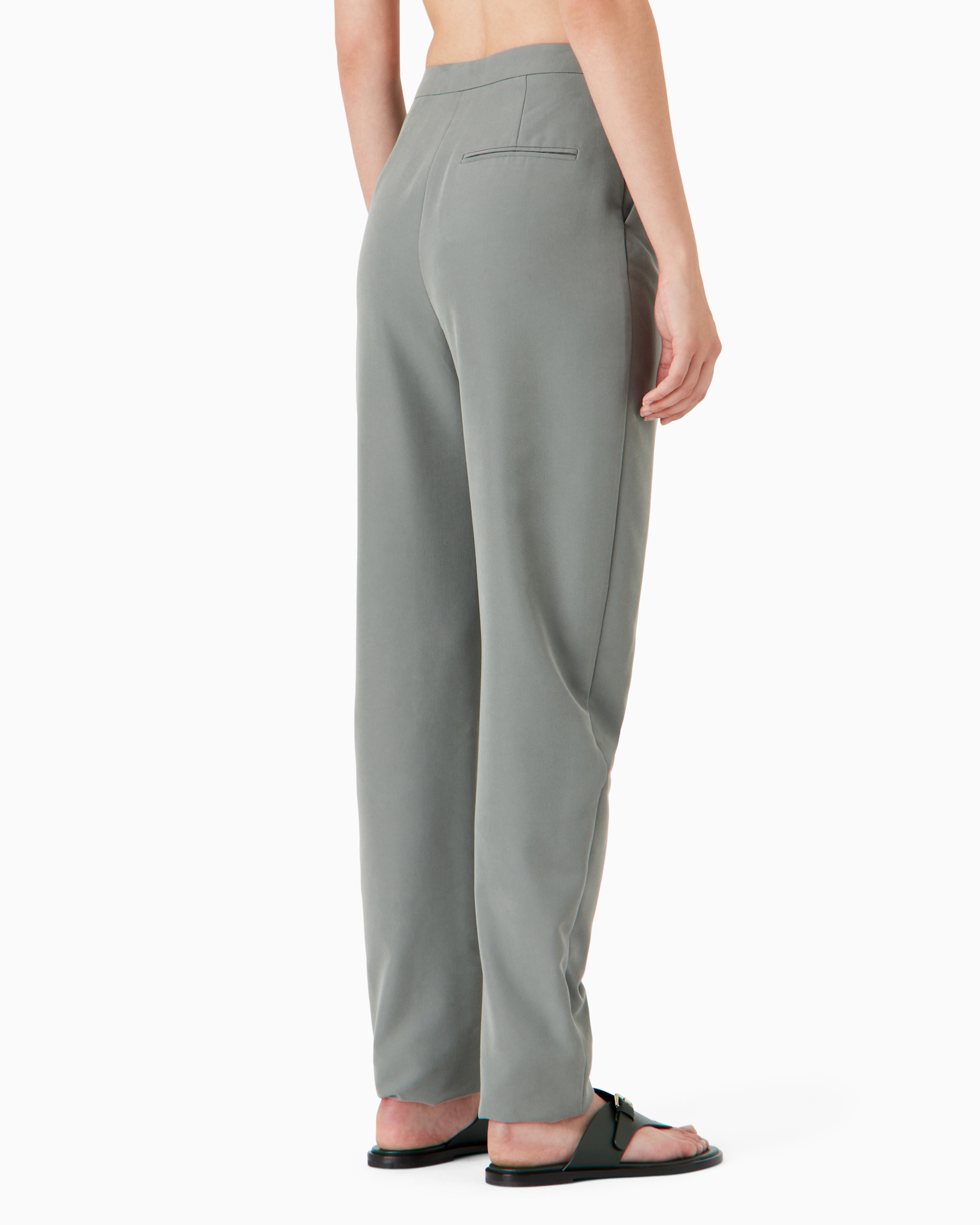 Emporio Armani Official Store Oval-leg Cupro Trousers In Grey
