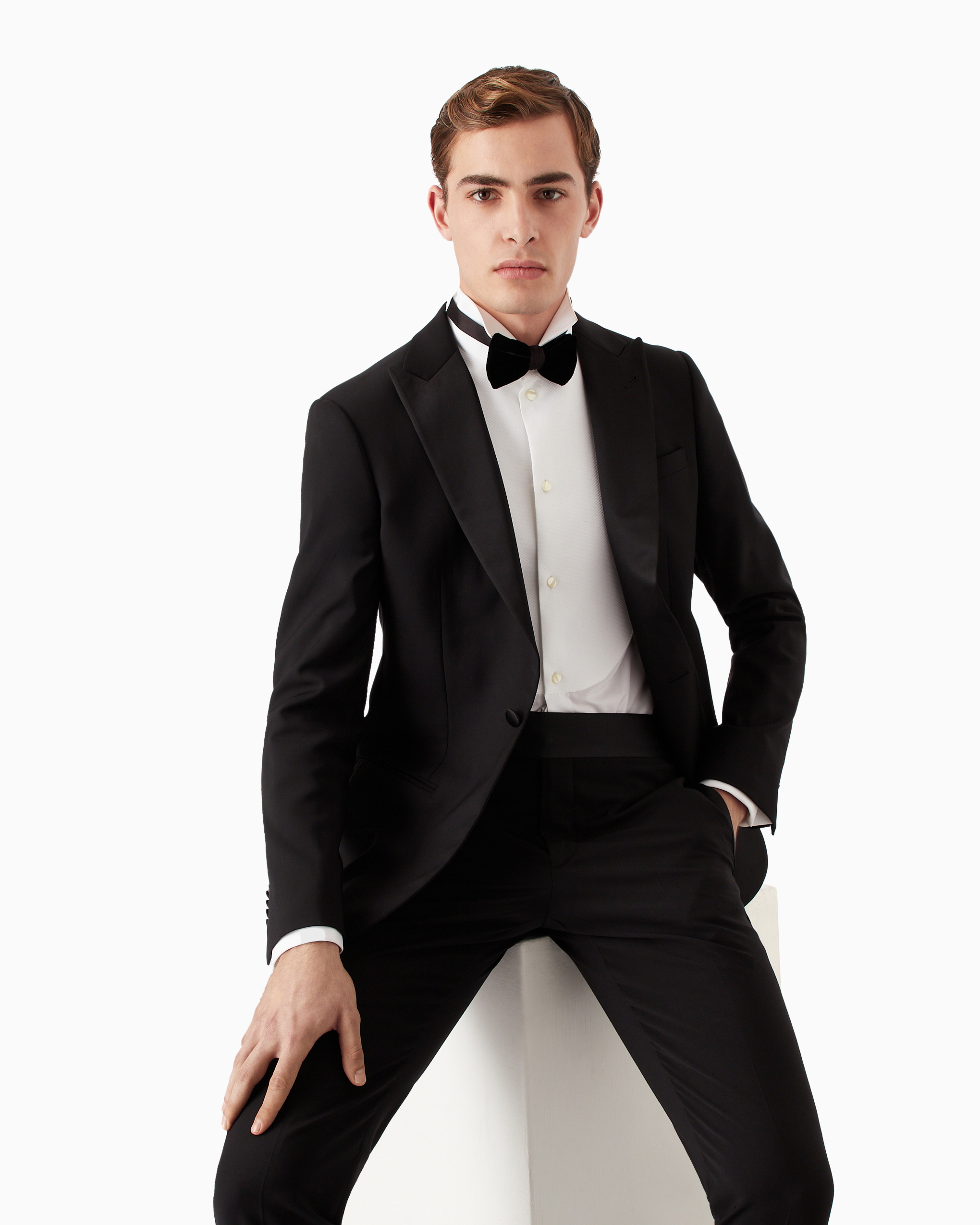Giorgio Armani Official Store Icon Tuxedo Shirt In Cotton Poplin In White