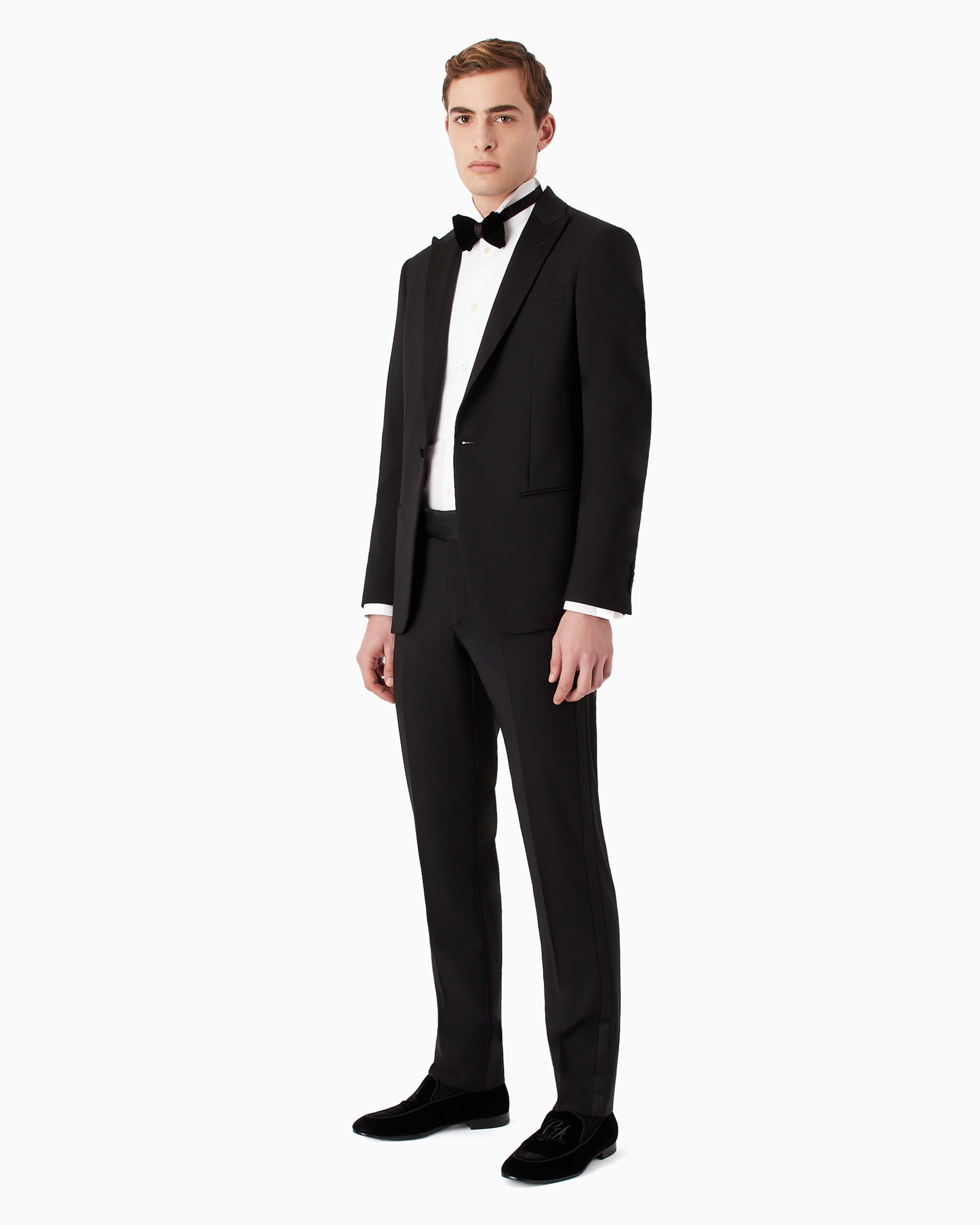 Giorgio Armani Official Store Icon Tuxedo Shirt In Cotton Poplin In White