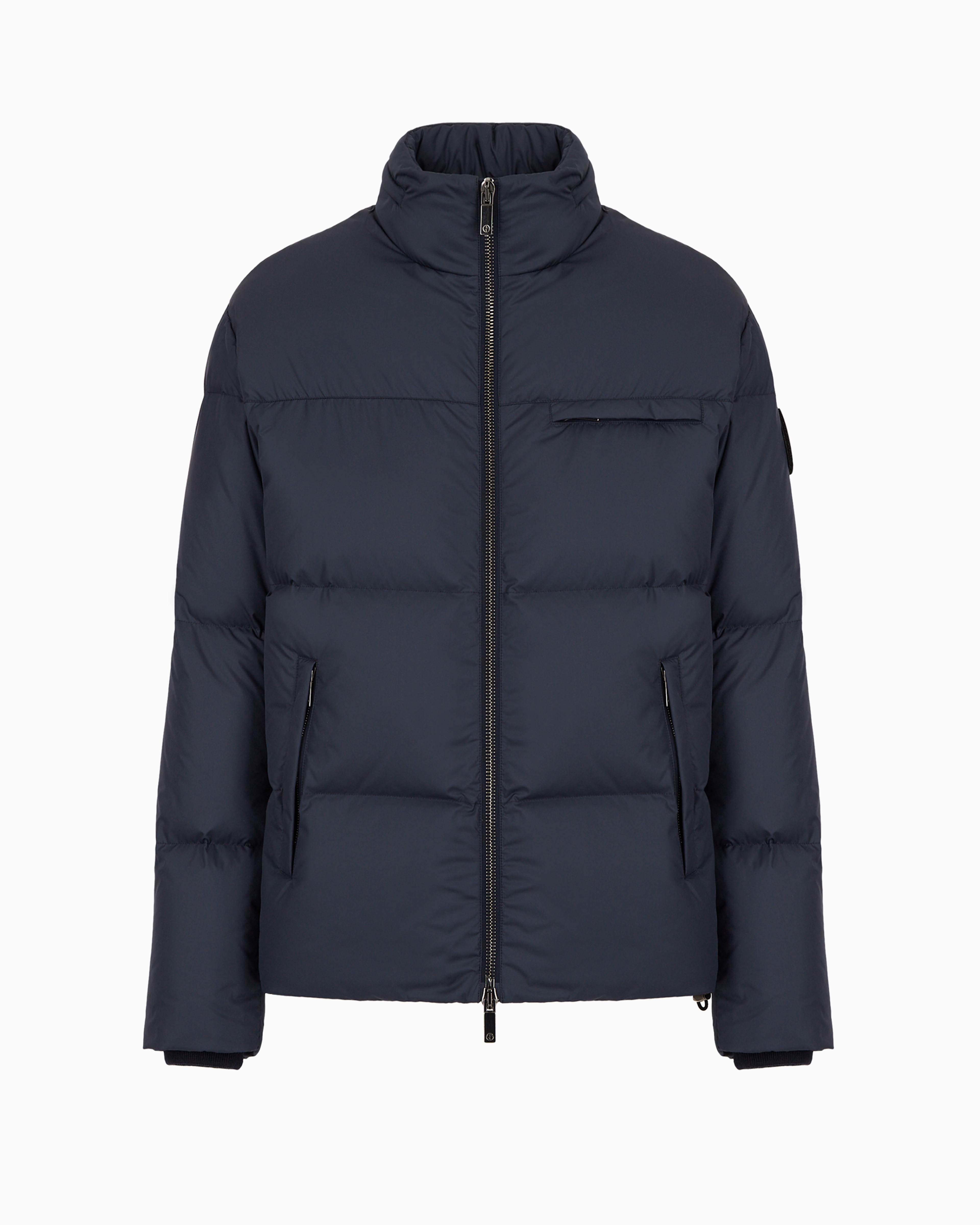 Giorgio Armani Official Store Bomber Jacket With Goose-down Padding Armani Sustainability Values In Navy Blue