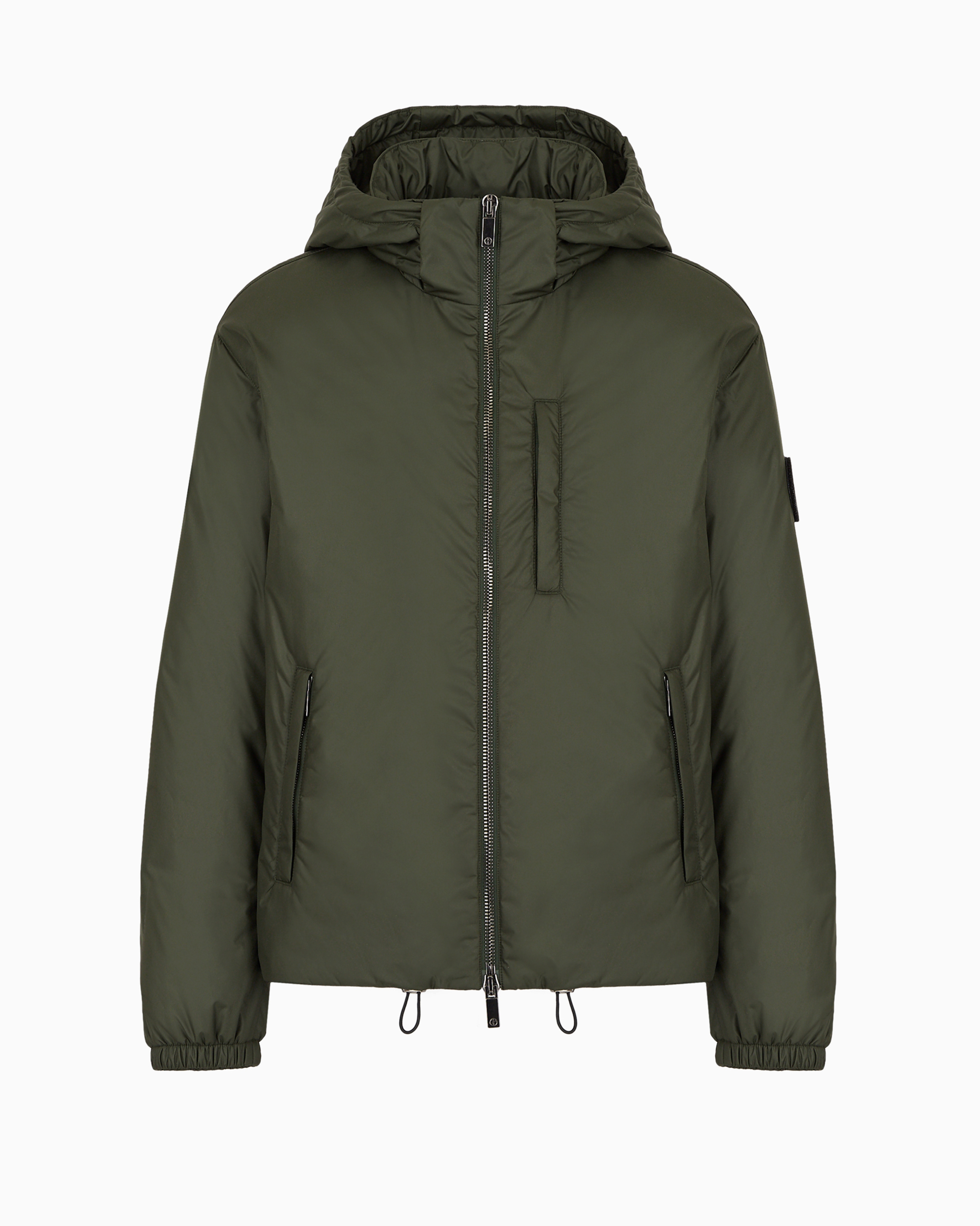 Giorgio Armani Official Store Hooded Blouson With Goose-down Padding Armani Sustainability Values In Military Green