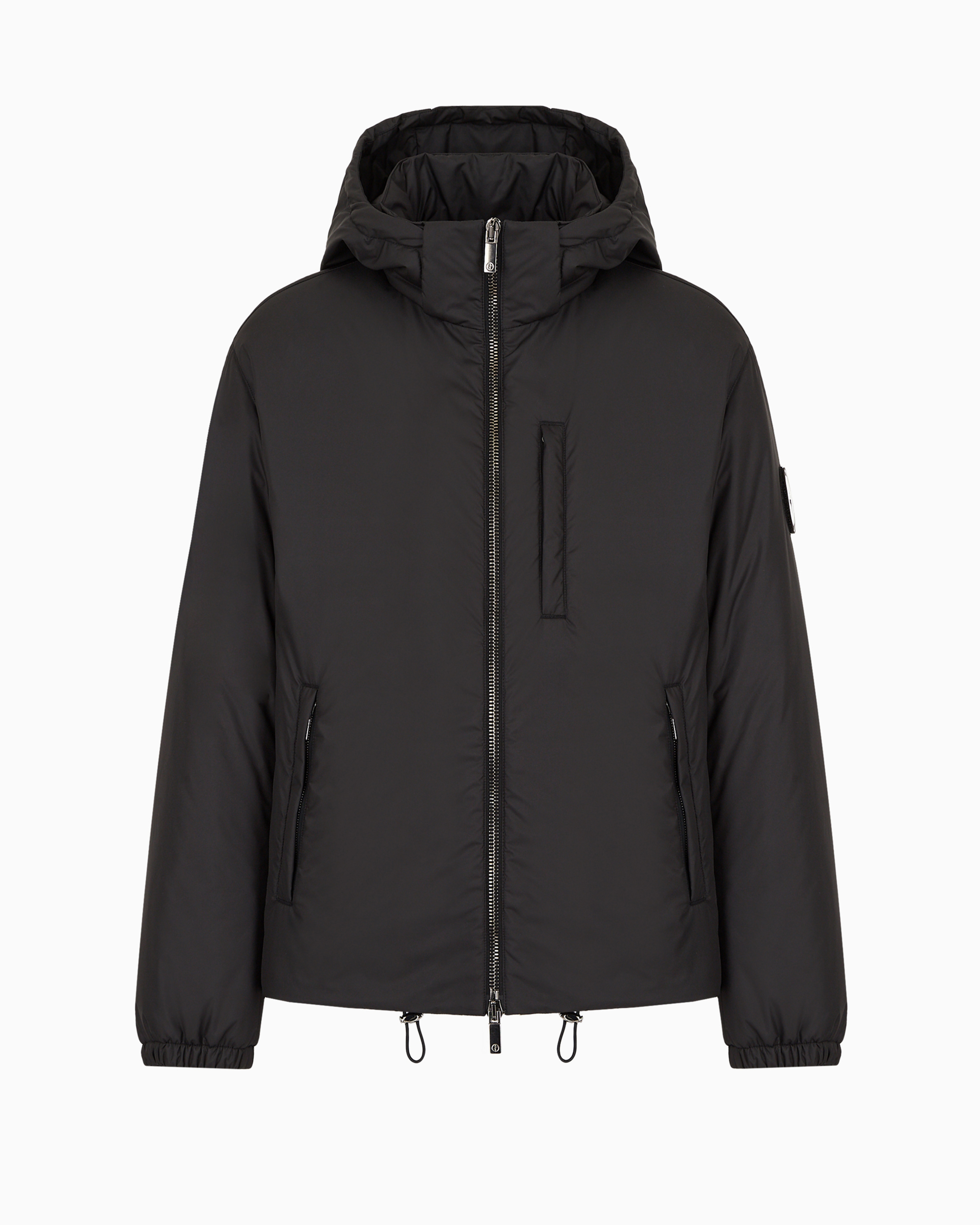 Giorgio Armani Official Store Hooded Blouson With Goose-down Padding Armani Sustainability Values In Black