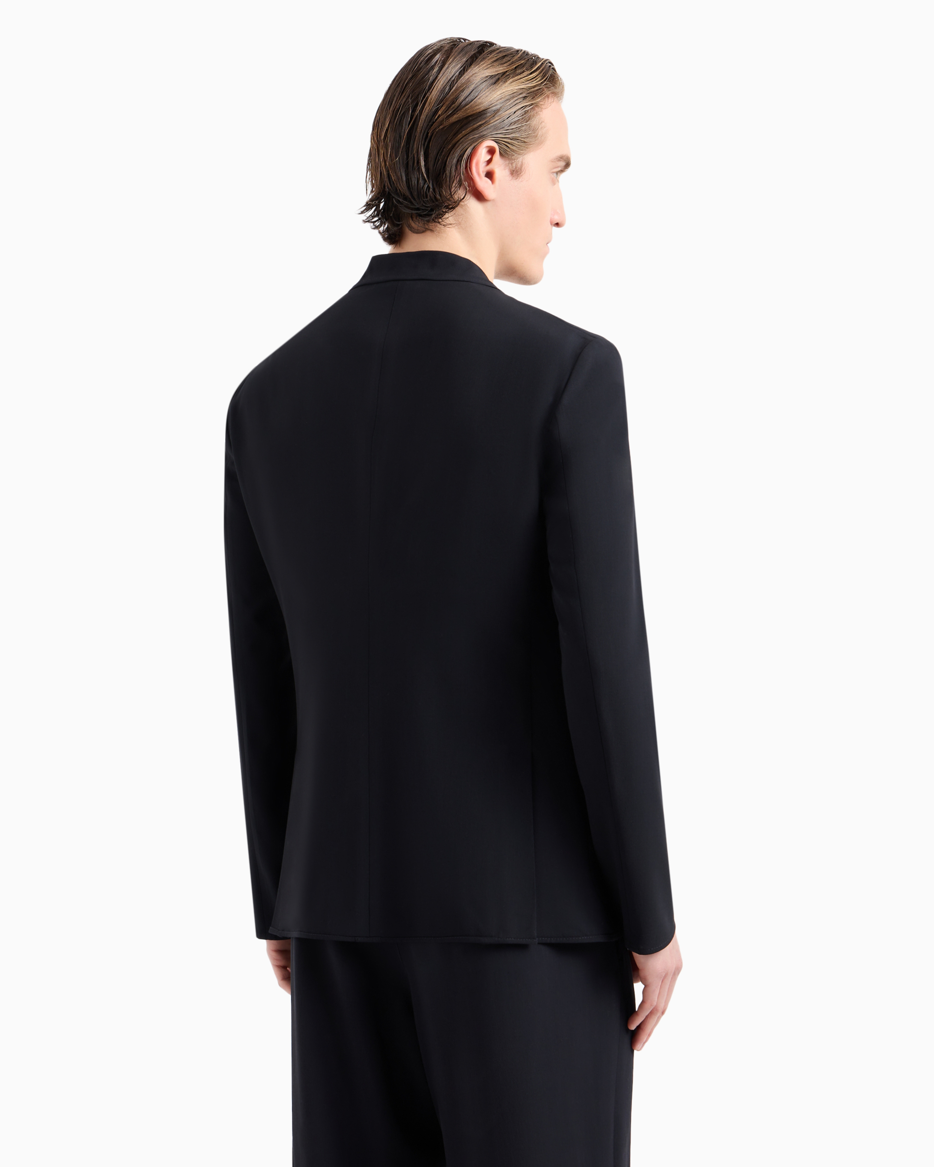 Giorgio Armani Single-breasted, Virgin-wool Jacket In Blue