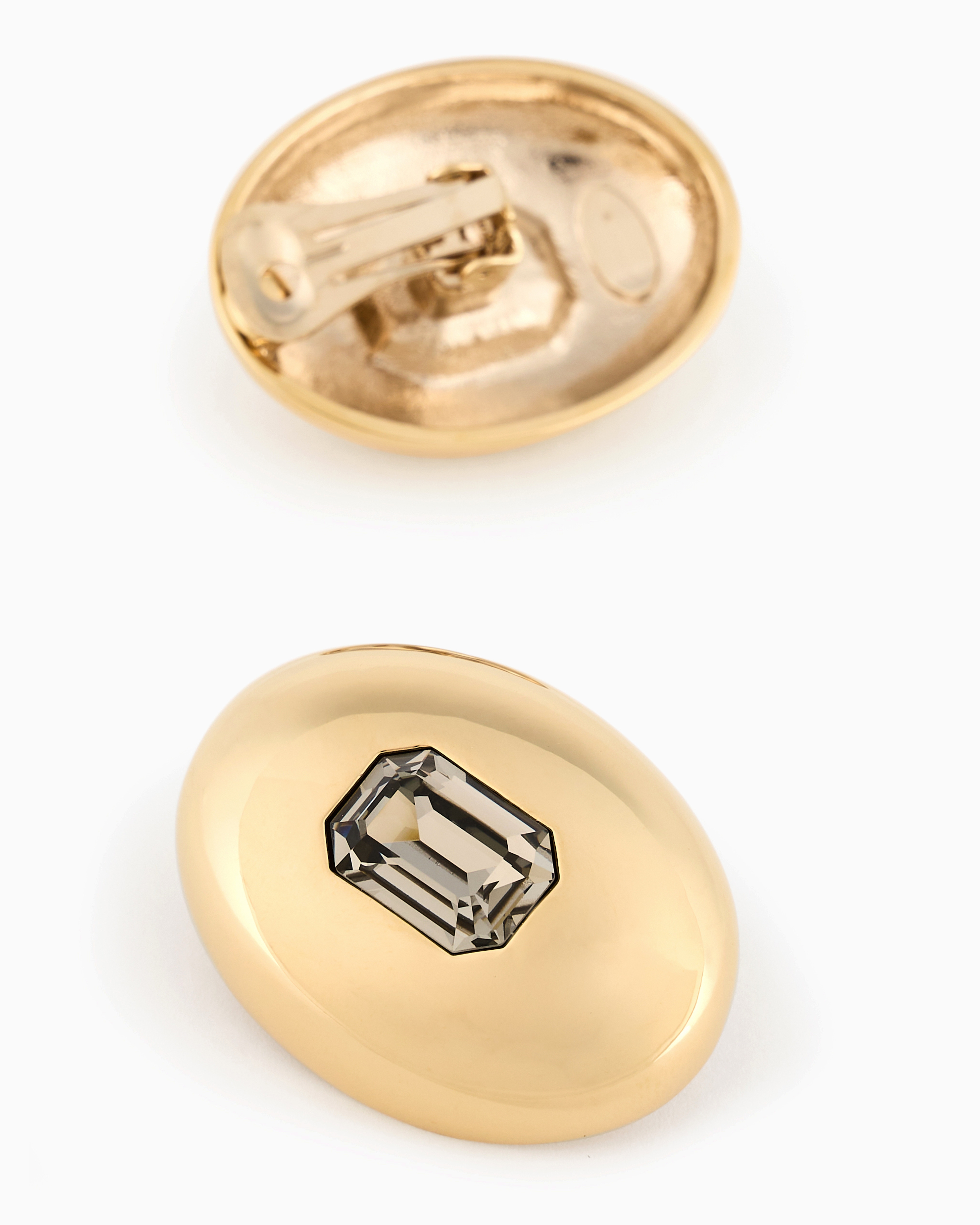 Giorgio Armani Official Store Metal Earrings With Swarovski Crystal In Gold