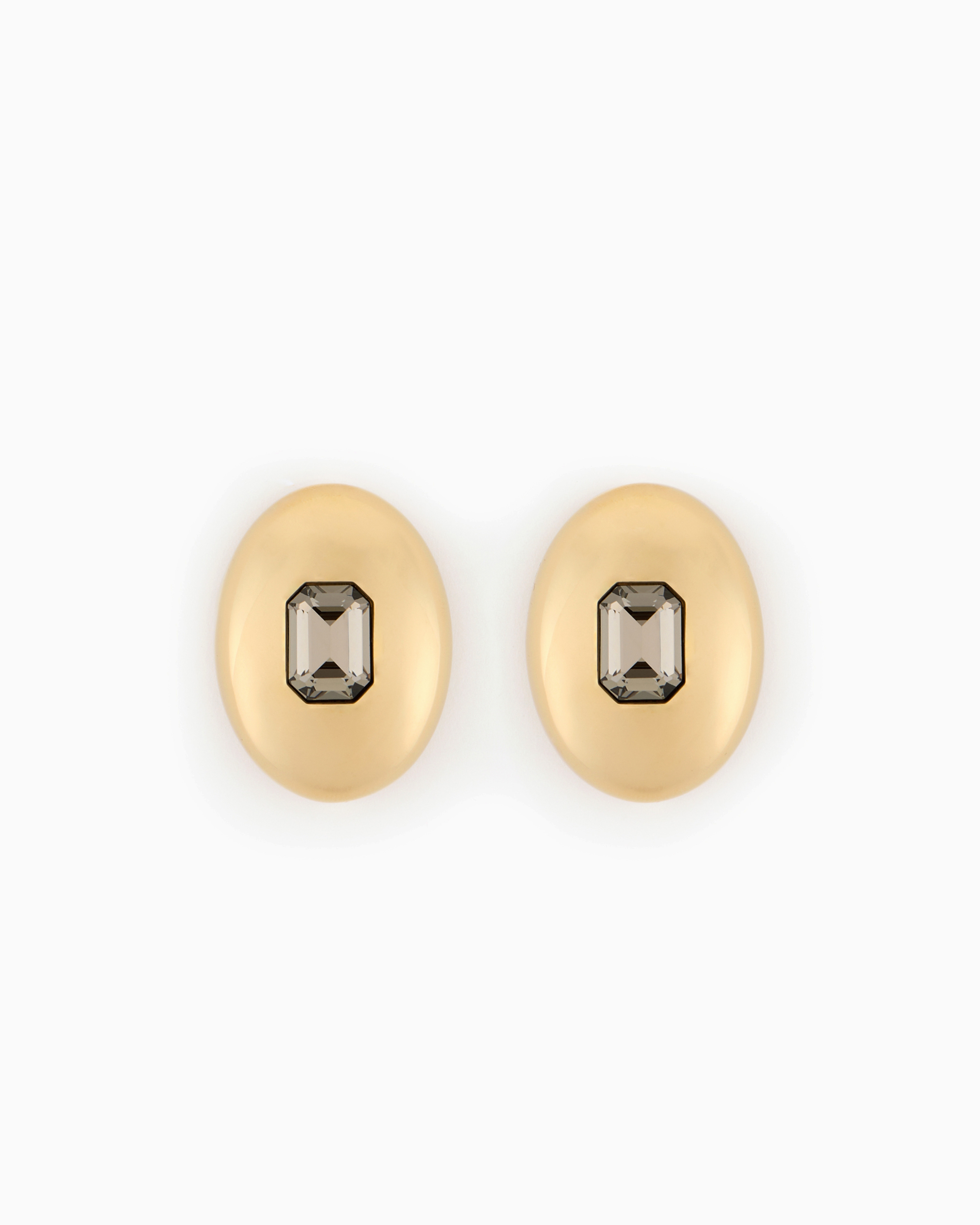 Giorgio Armani Official Store Metal Earrings With Swarovski Crystal In Gold