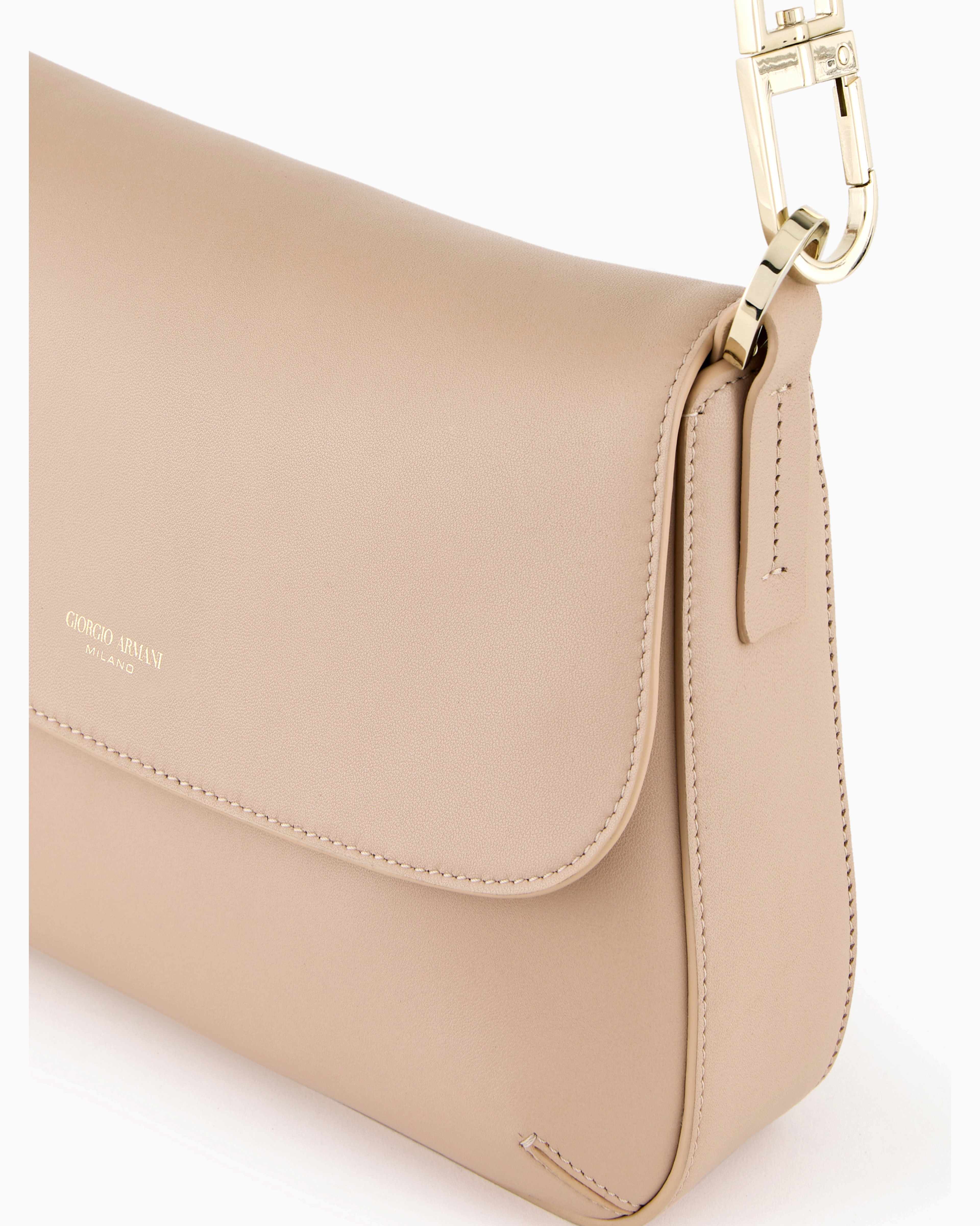 Giorgio Armani Official Store Medium La Prima Soft Baguette Bag In Nappa Leather In Beige