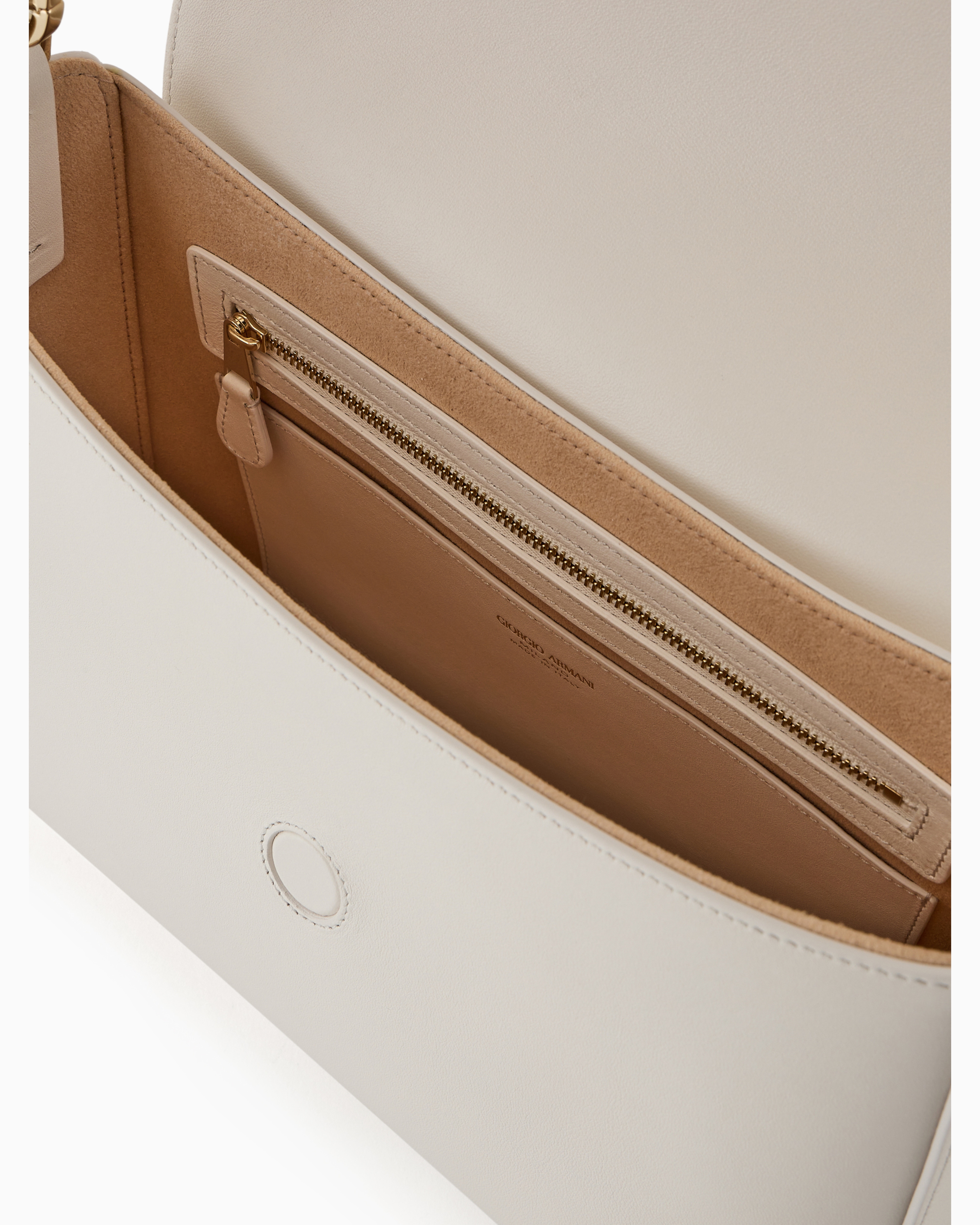 Giorgio Armani Official Store Medium La Prima Soft Baguette Bag In Nappa Leather In Milky White