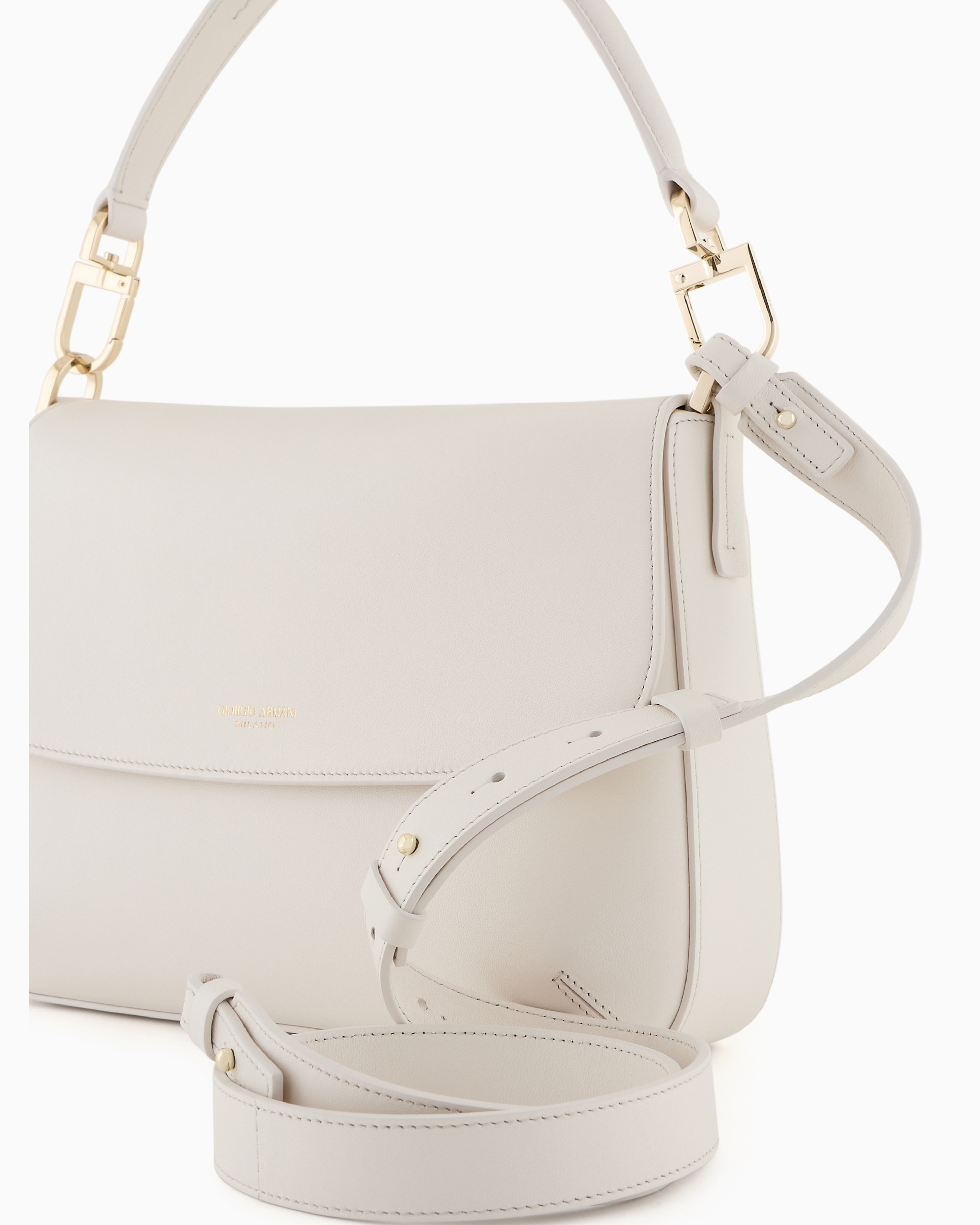 Giorgio Armani Official Store Medium La Prima Soft Baguette Bag In Nappa Leather In Milky White