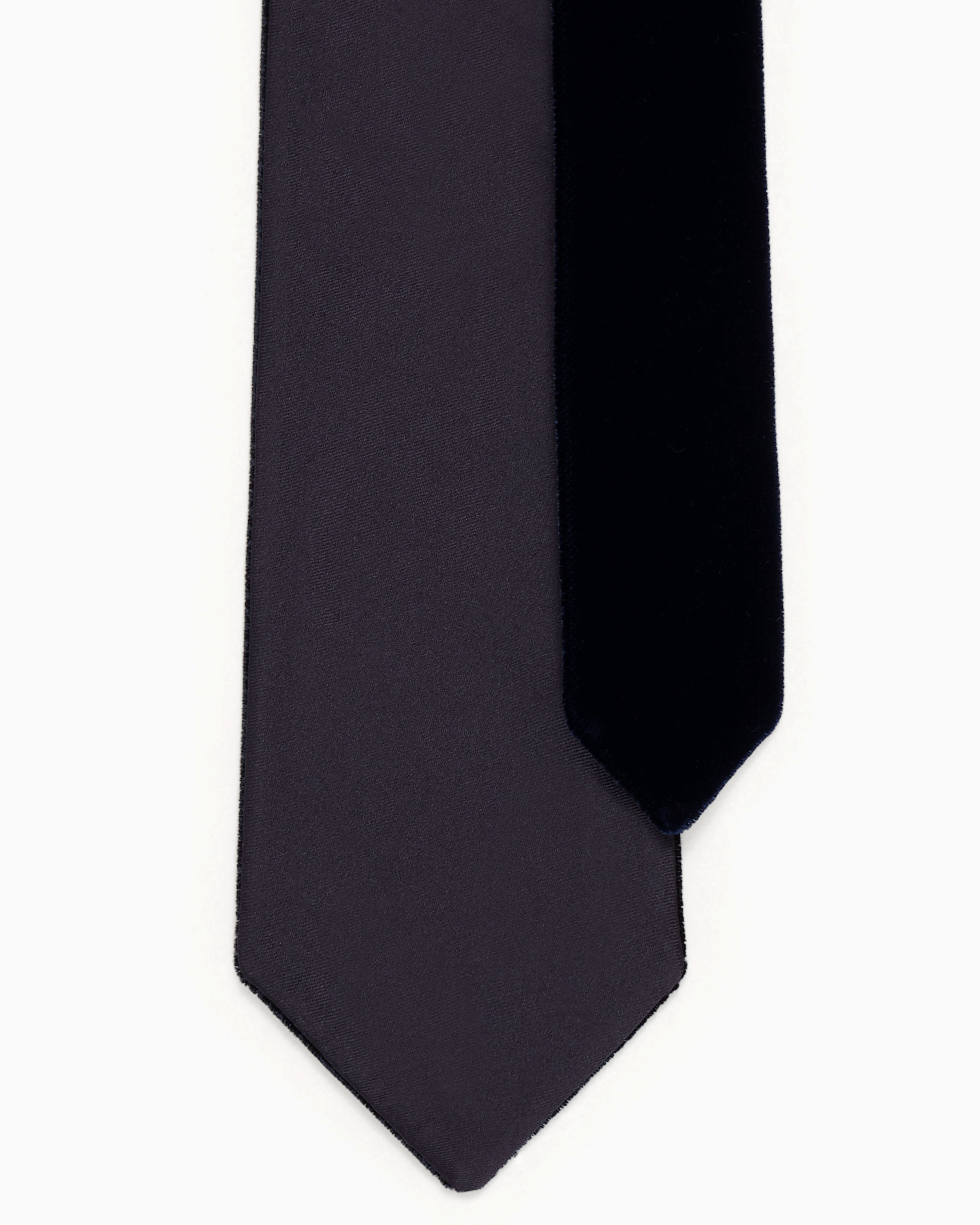 Shop Giorgio Armani Cupro Velvet Tie In Navy Blue