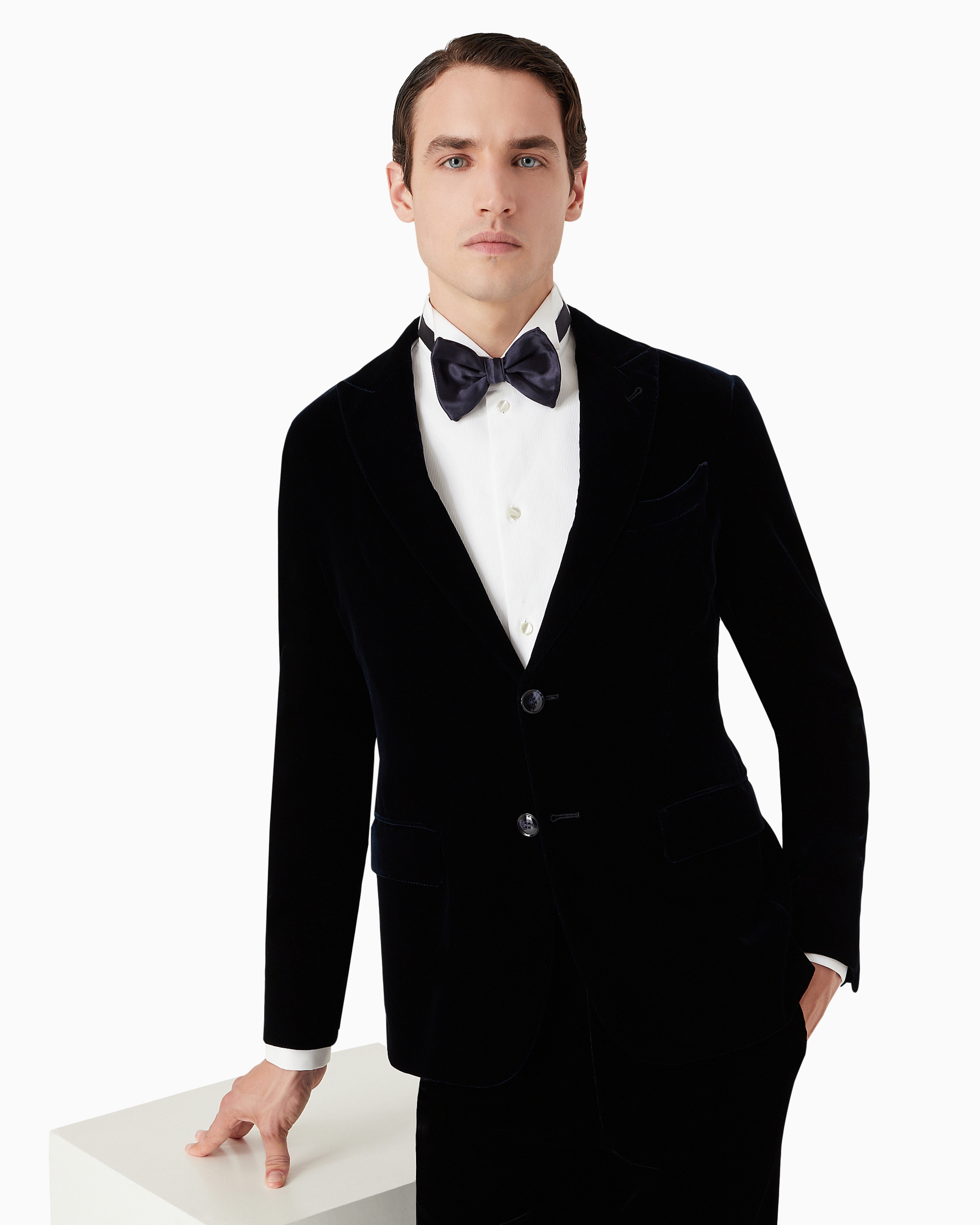 Giorgio Armani Large, Pure Silk Knotted Bow Tie In Blue