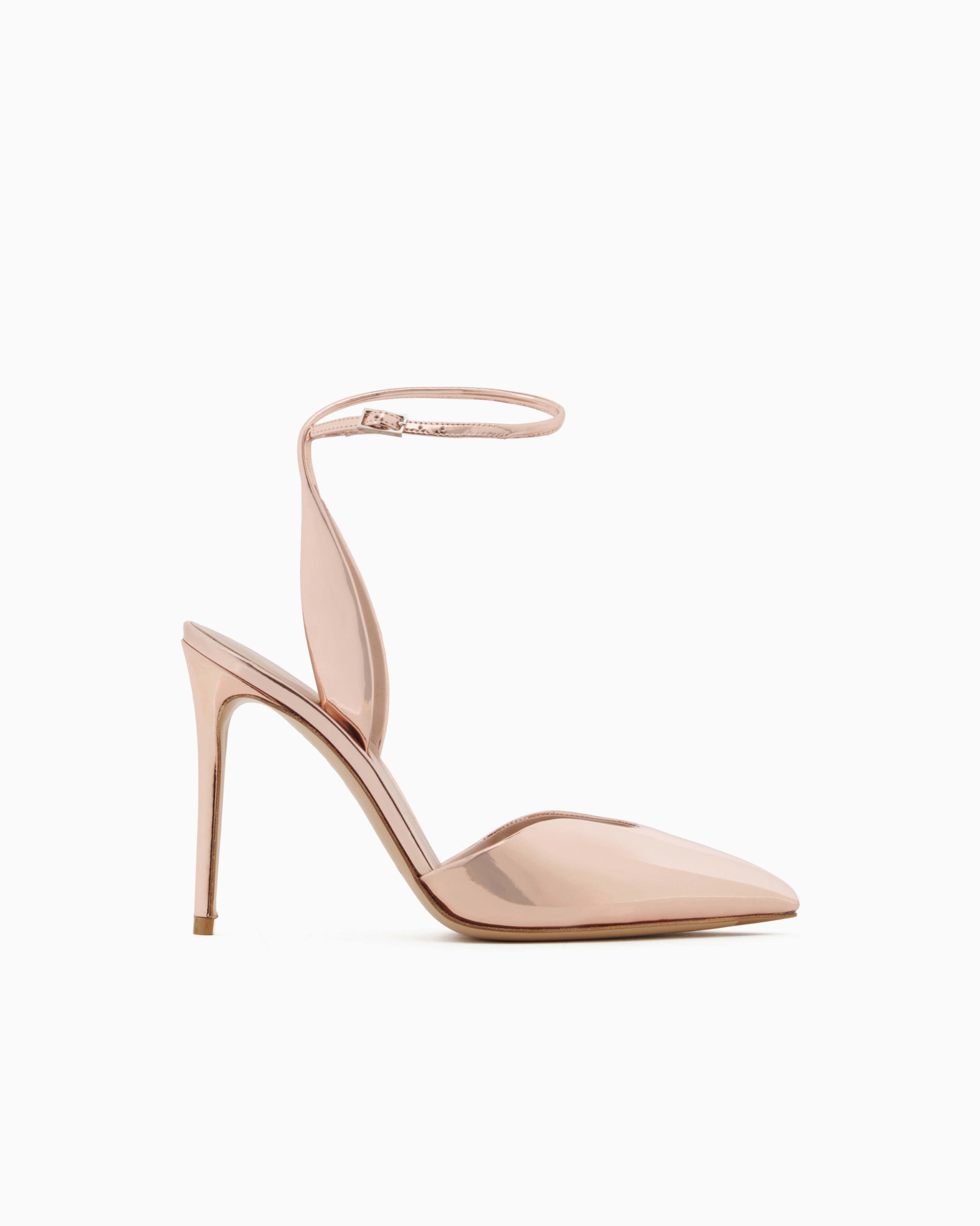 Giorgio Armani Lamé Leather Court Shoes In Powder Pink