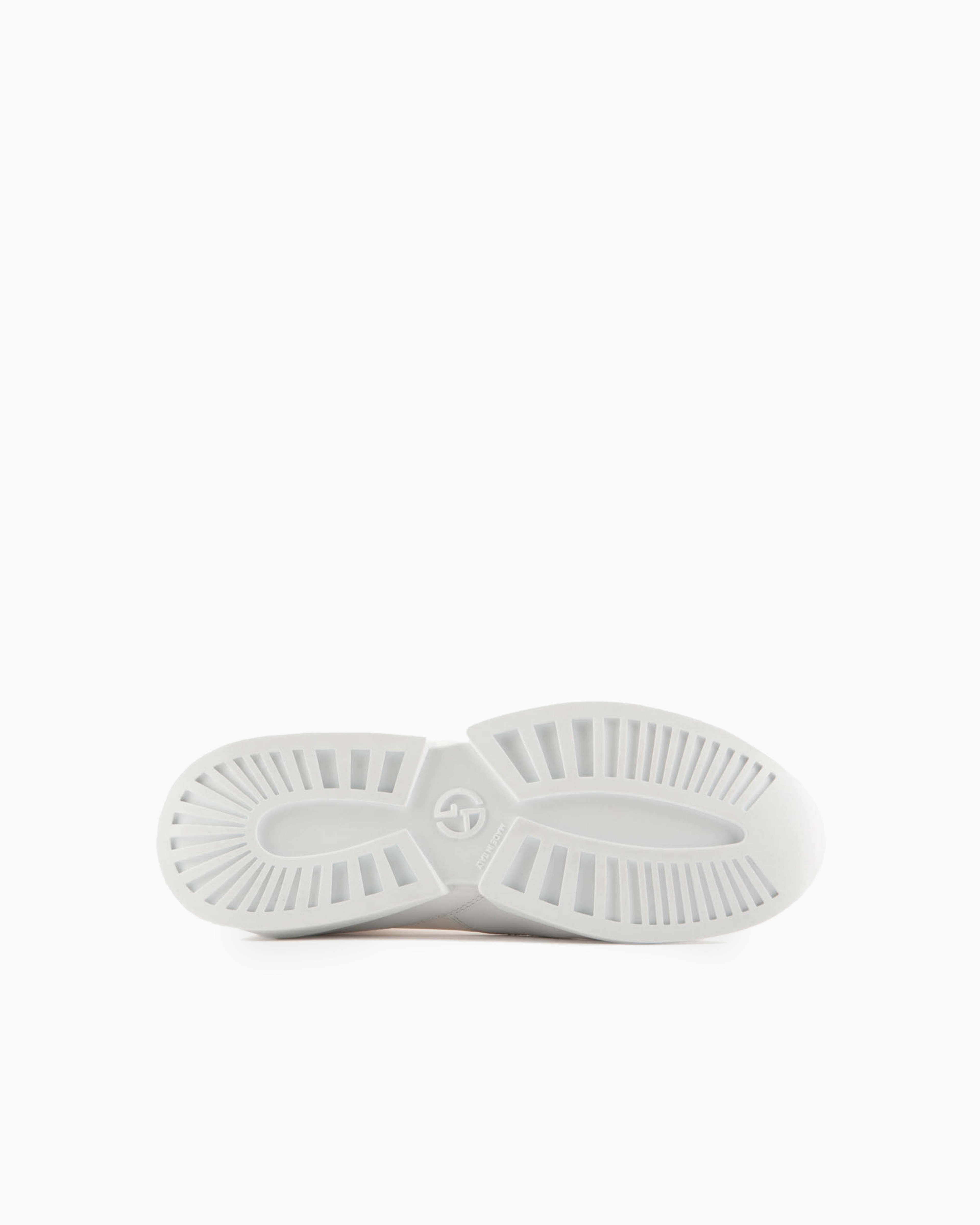 Giorgio Armani Official Store Technical Fabric And Leather Sneakers In White