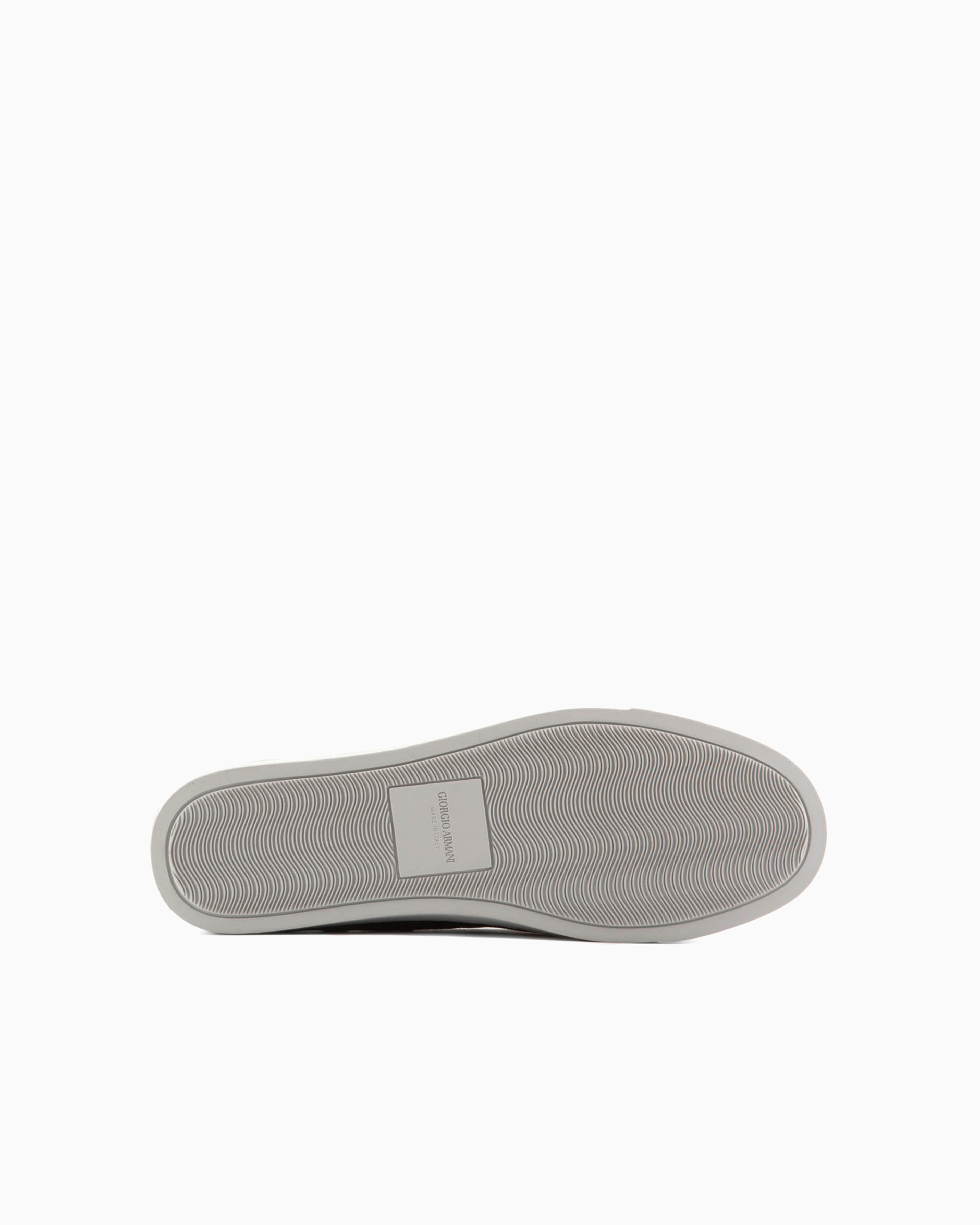 Shop Giorgio Armani Galleria 3 Suede Slip-ons In Dove Grey