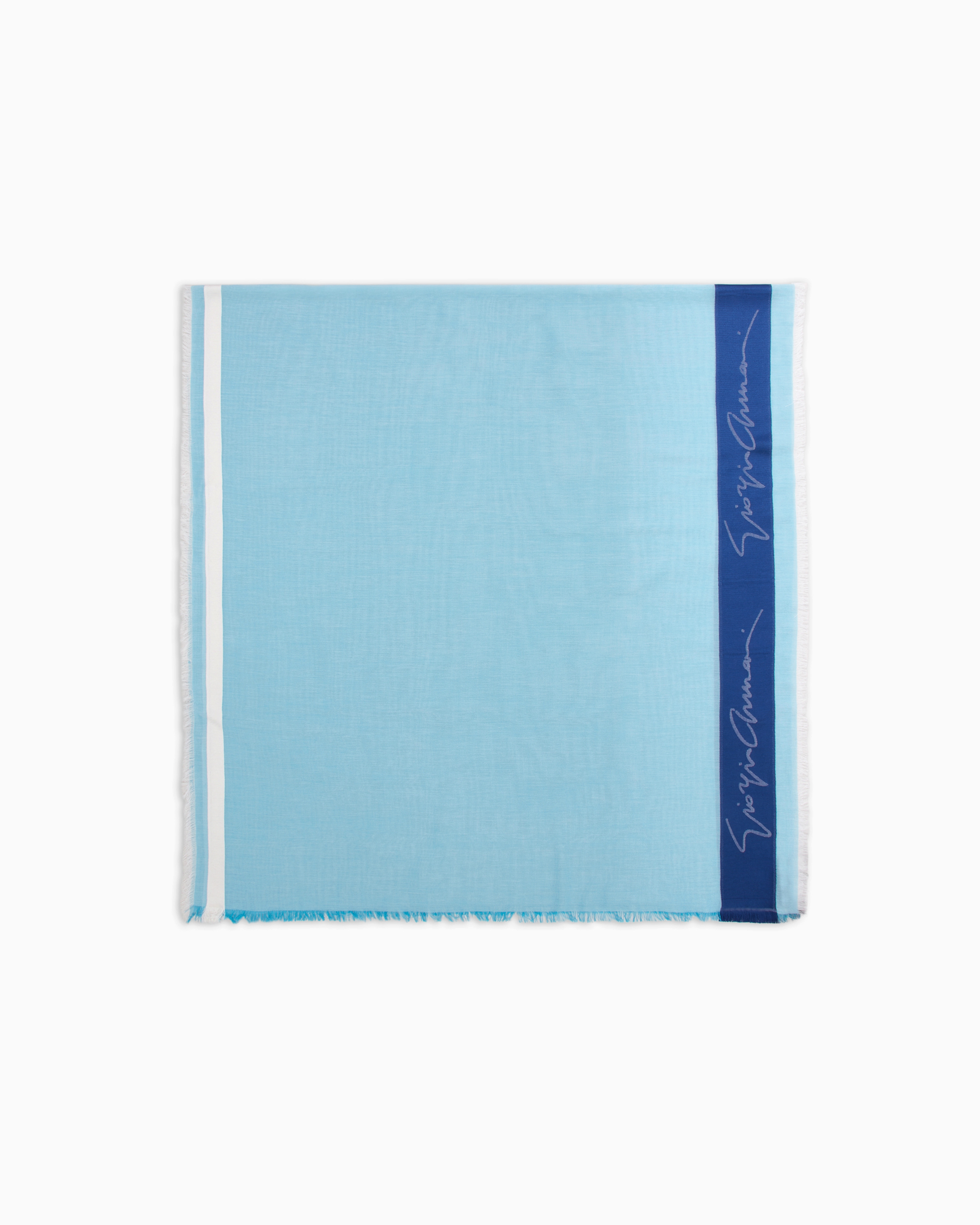 Giorgio Armani Official Store Silk And Cotton Jacquard Sarong In Aqua Blue