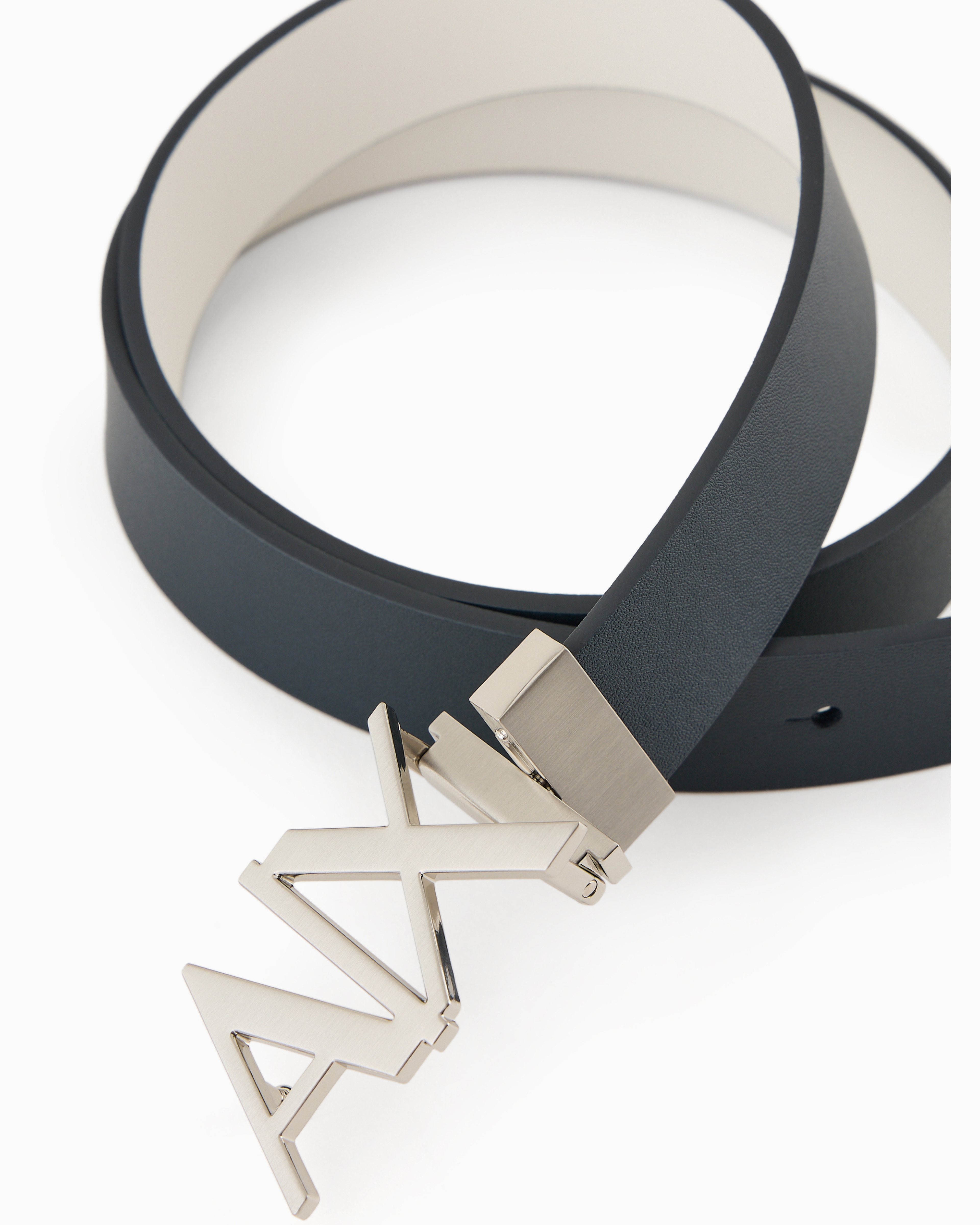 Armani Exchange Double-sided Leather Belt In Navy Blue