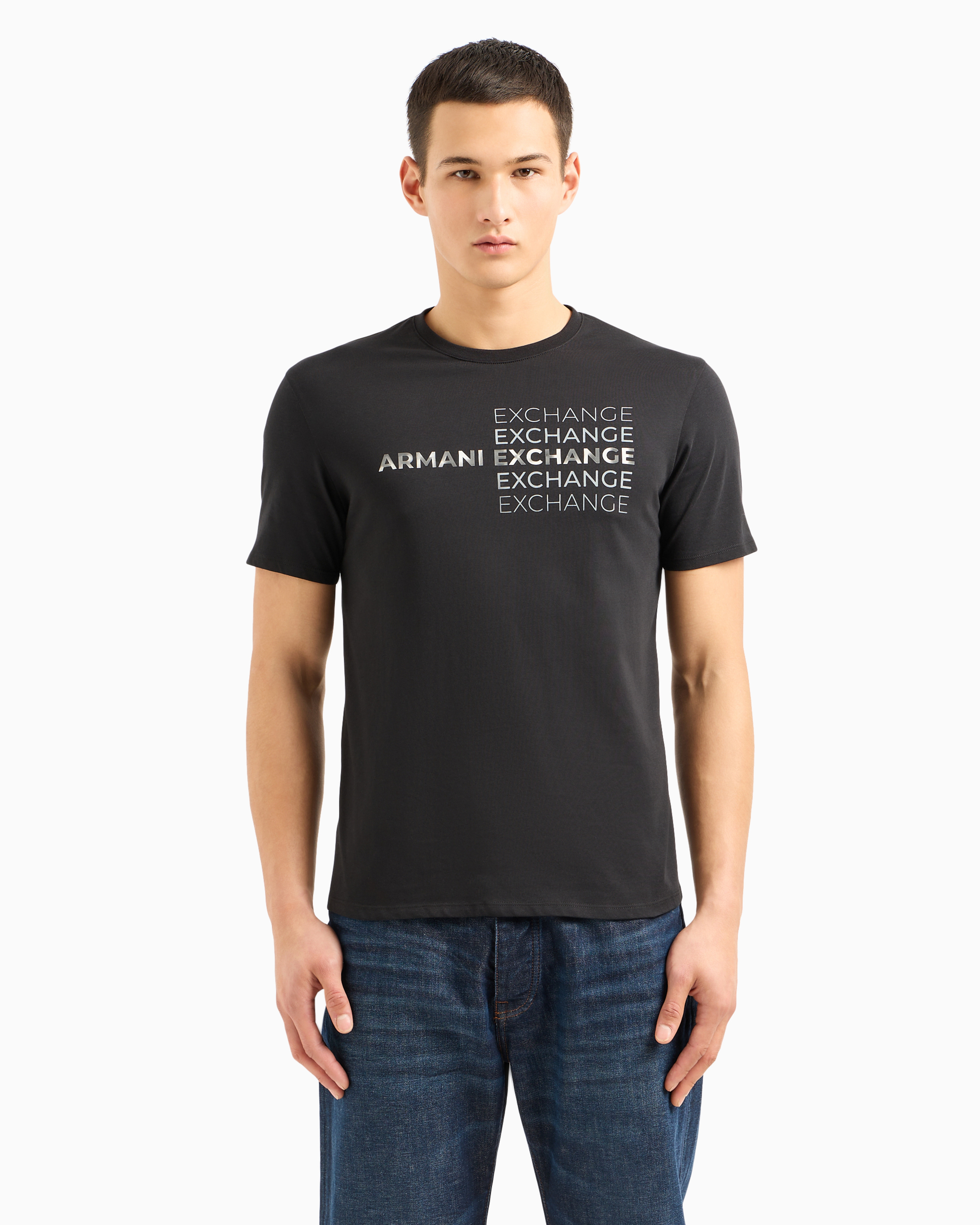 関税送料無【GIORGIO ARMANI】クルーネックTシャツ ロゴ半袖 AXロゴ 半袖クルーネックTシャツ | Armani Exchange