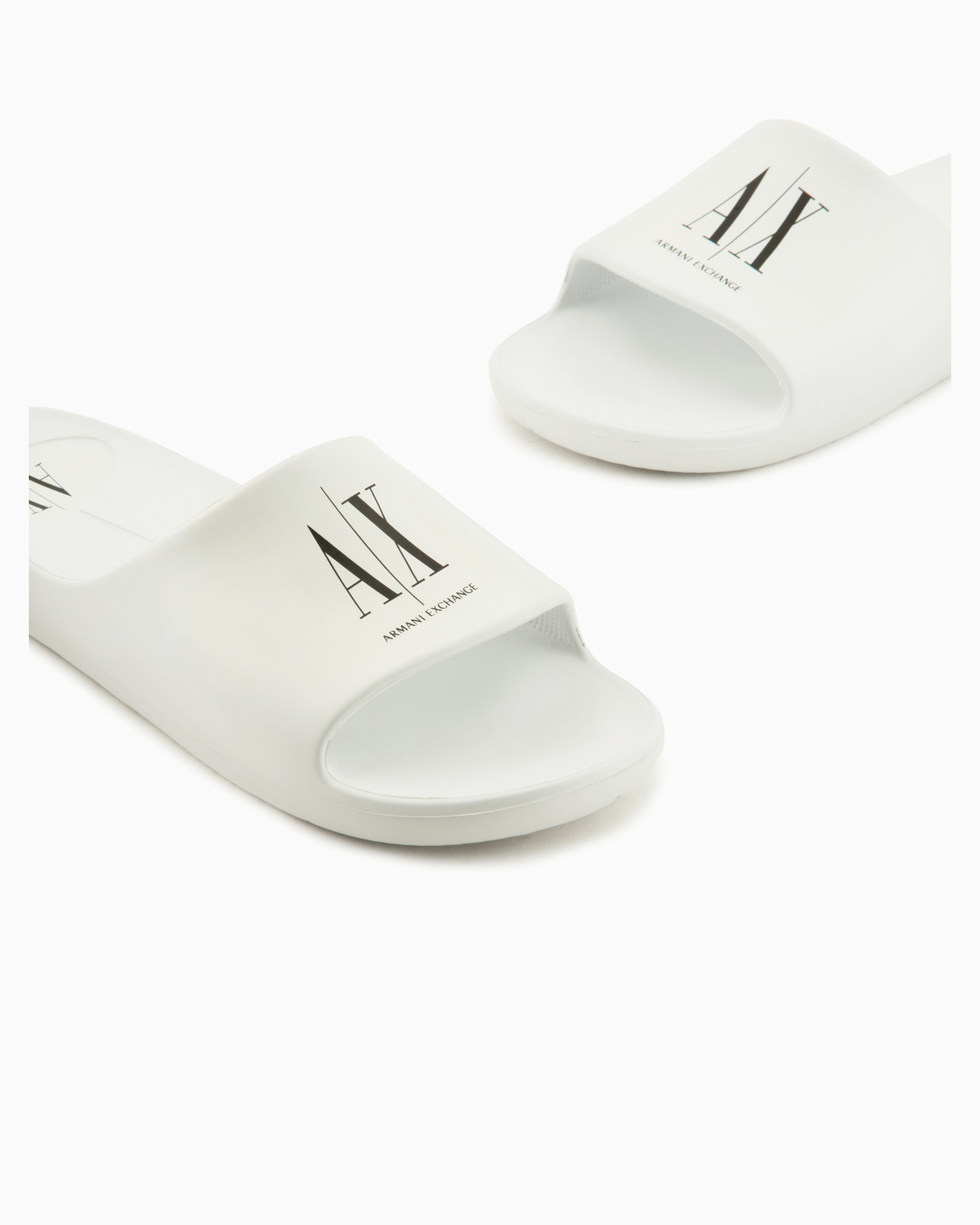 Armani Exchange Logo Slippers In White