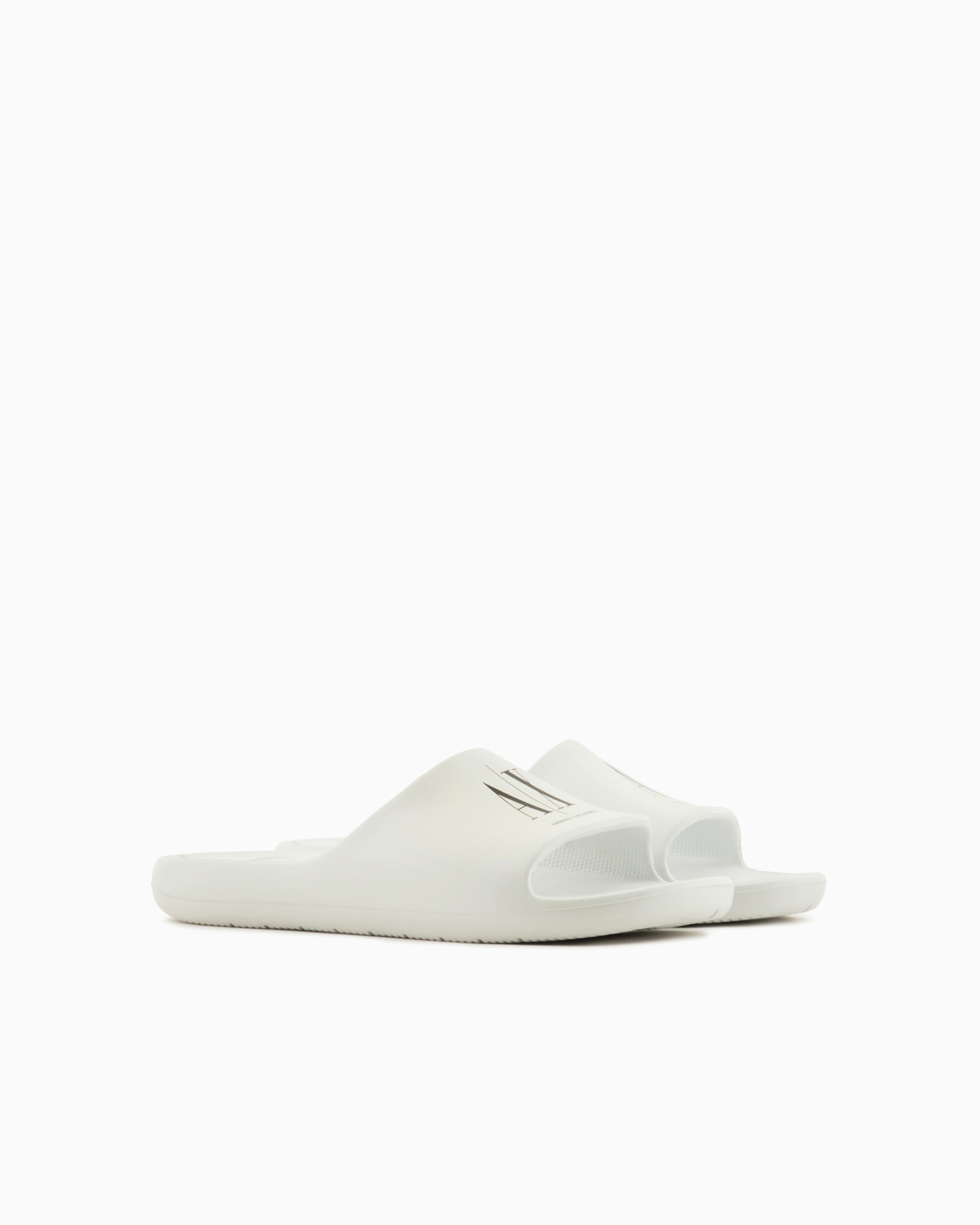 Armani Exchange Logo Slippers In White