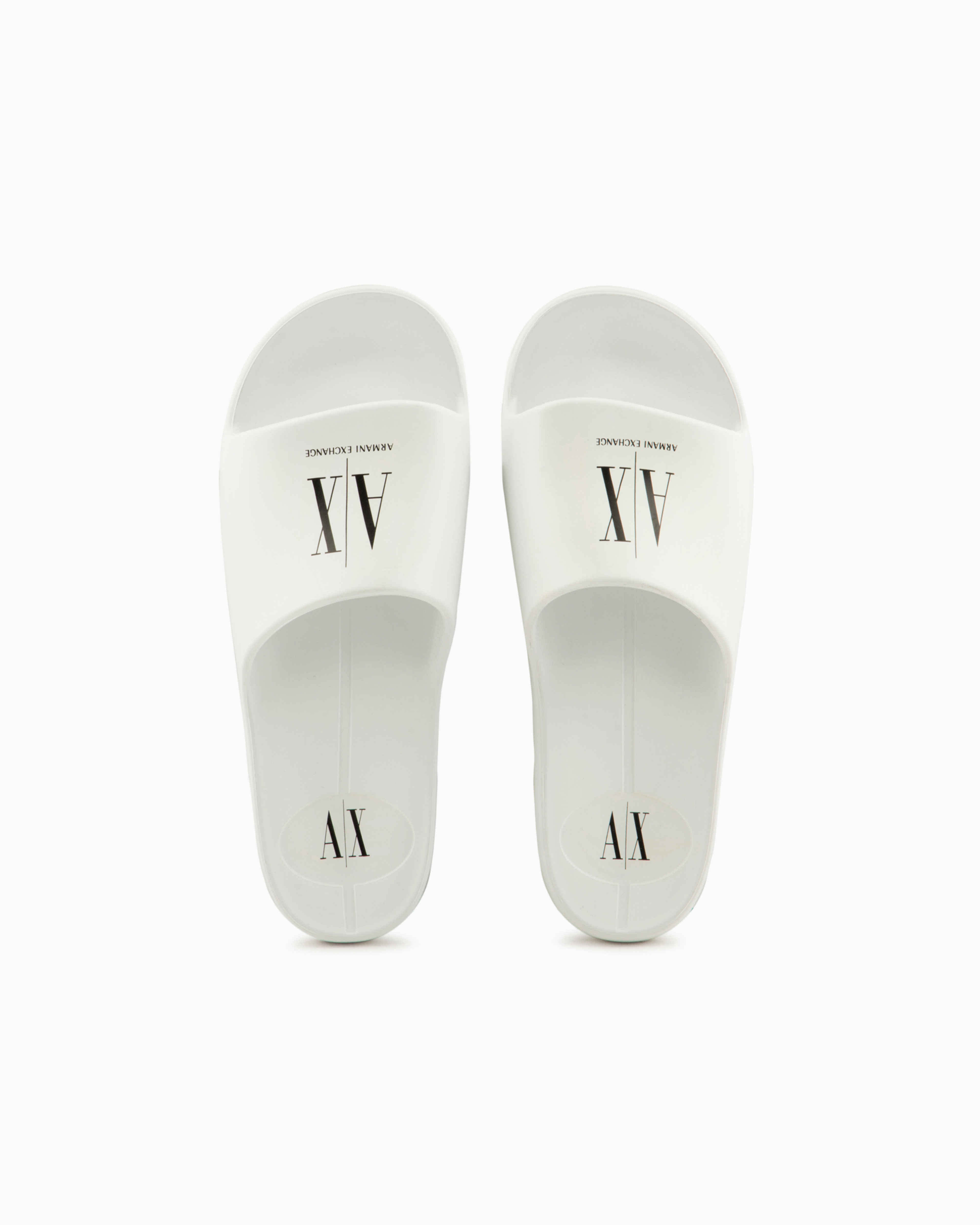 Armani Exchange Logo Slippers In White