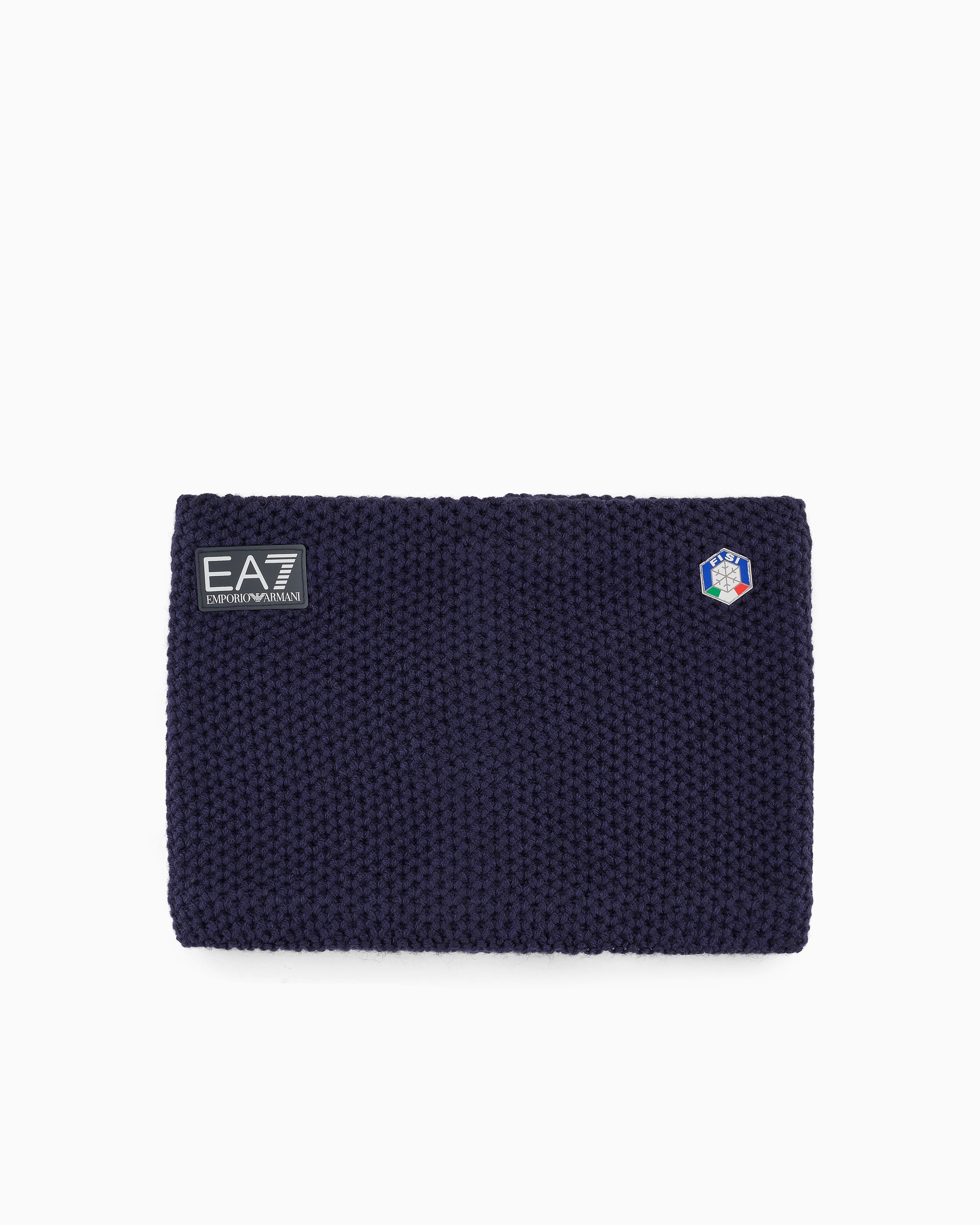 Shop Ea7 Fisi Collection Wool-blend Collar In Blue