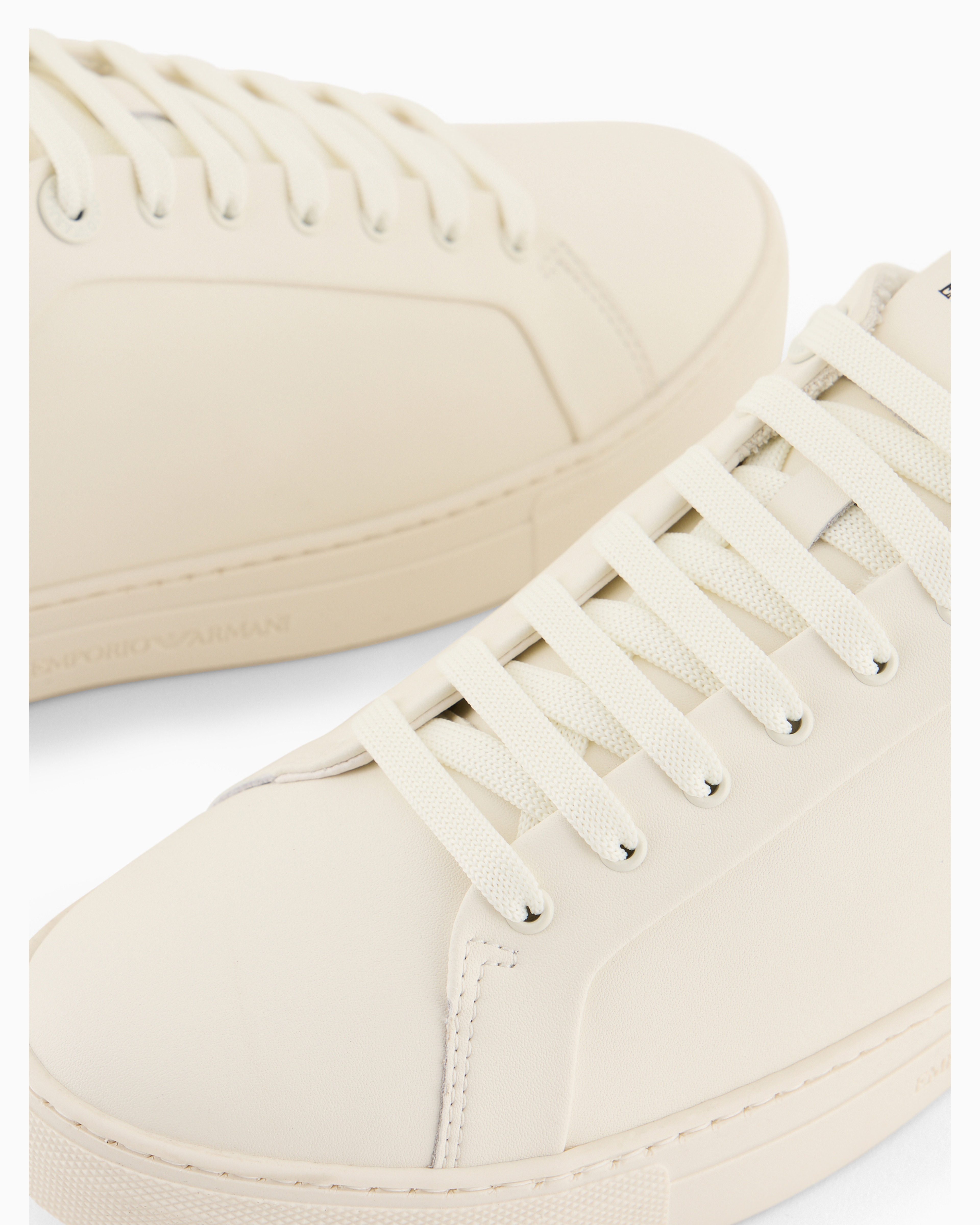 Emporio Armani White Trainers With Textured Upper And Rubber Sole In White