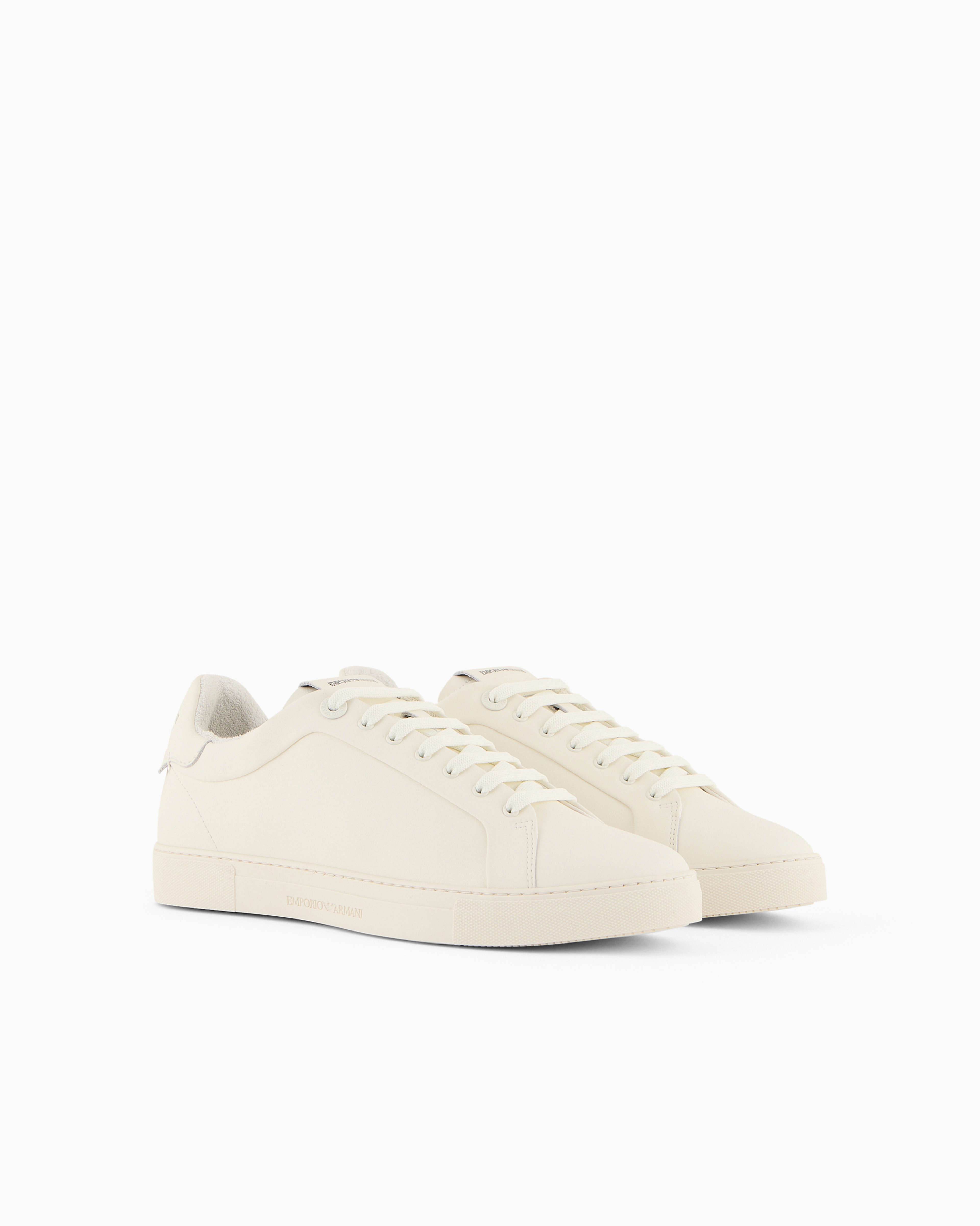 Emporio Armani White Trainers With Textured Upper And Rubber Sole In White
