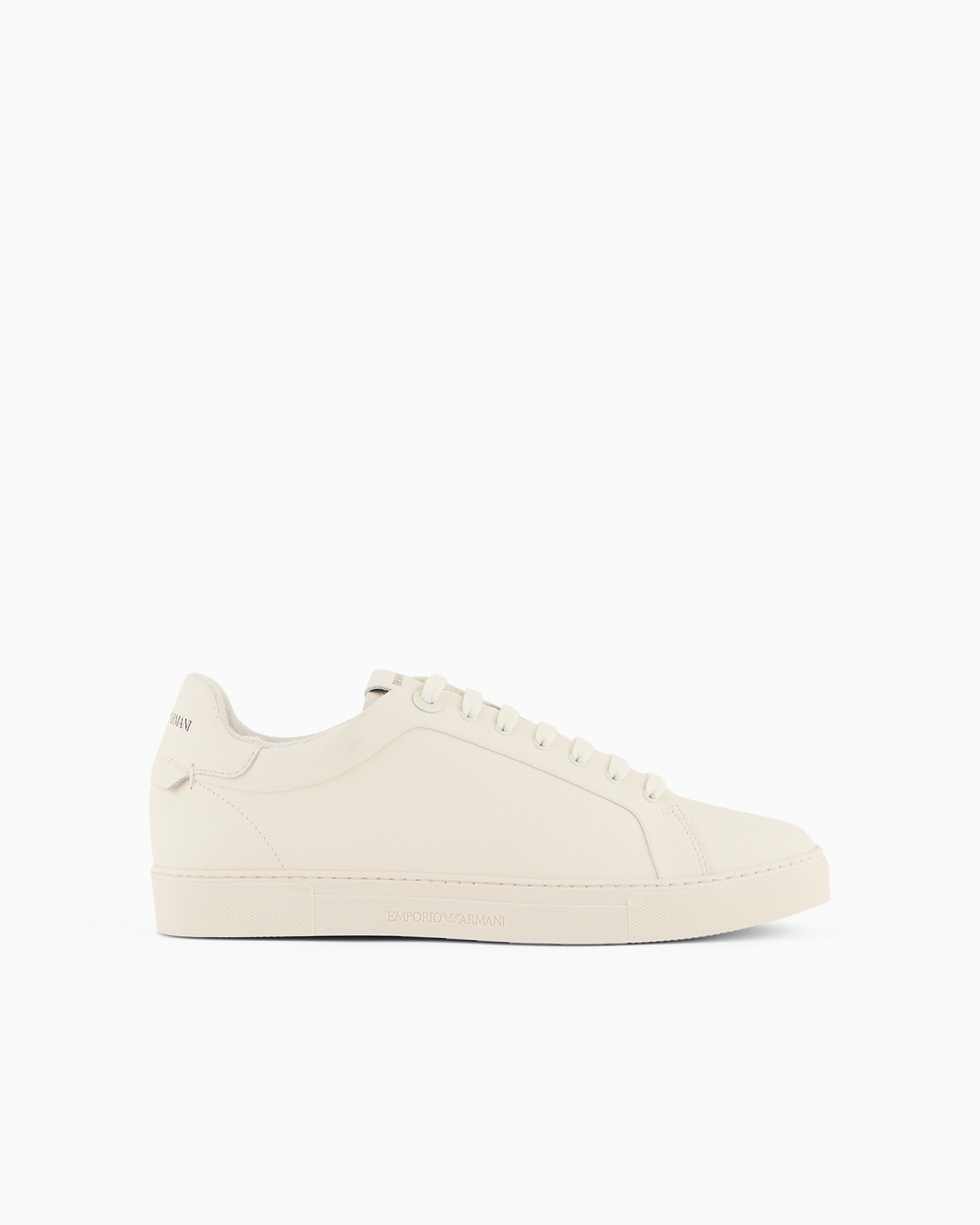 Emporio Armani Soft Leather Sneakers In White