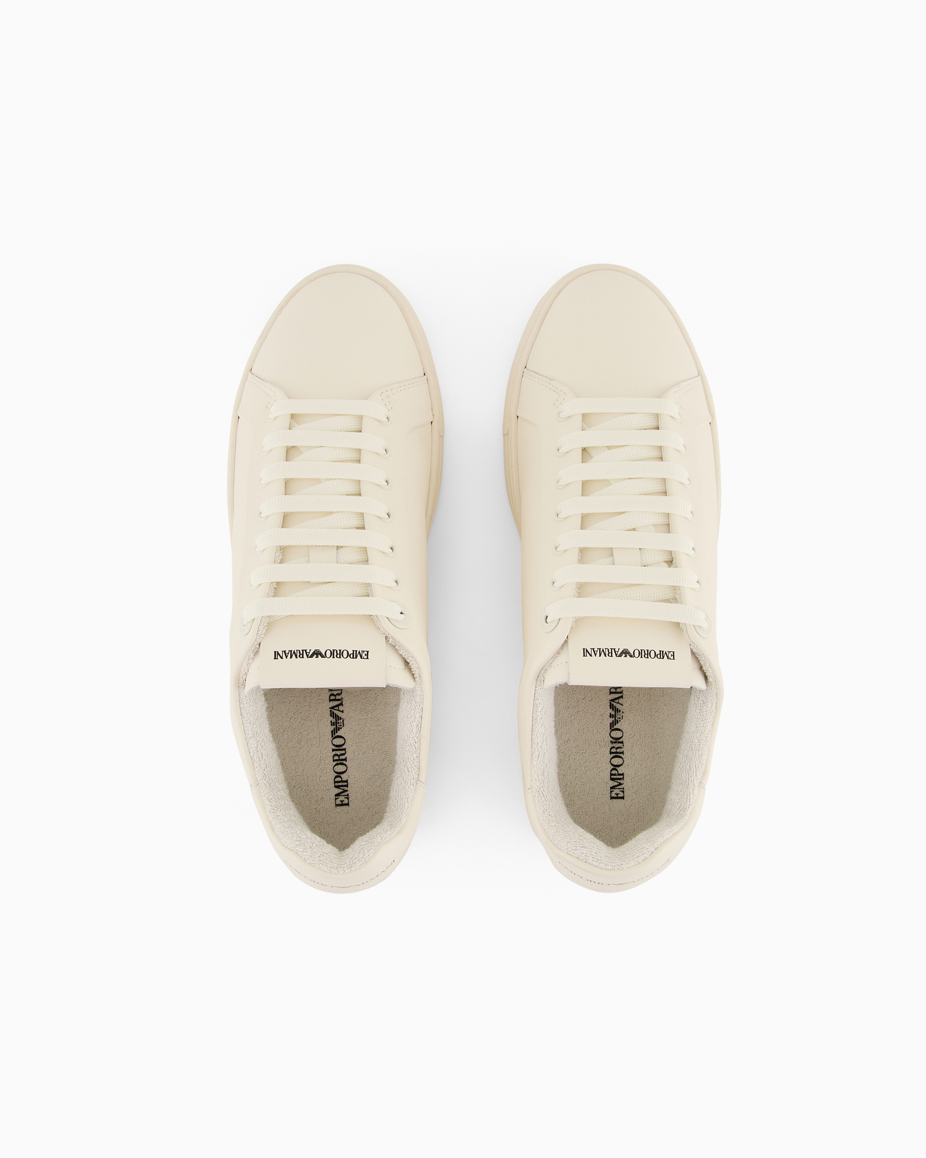 Emporio Armani White Trainers With Textured Upper And Rubber Sole In White