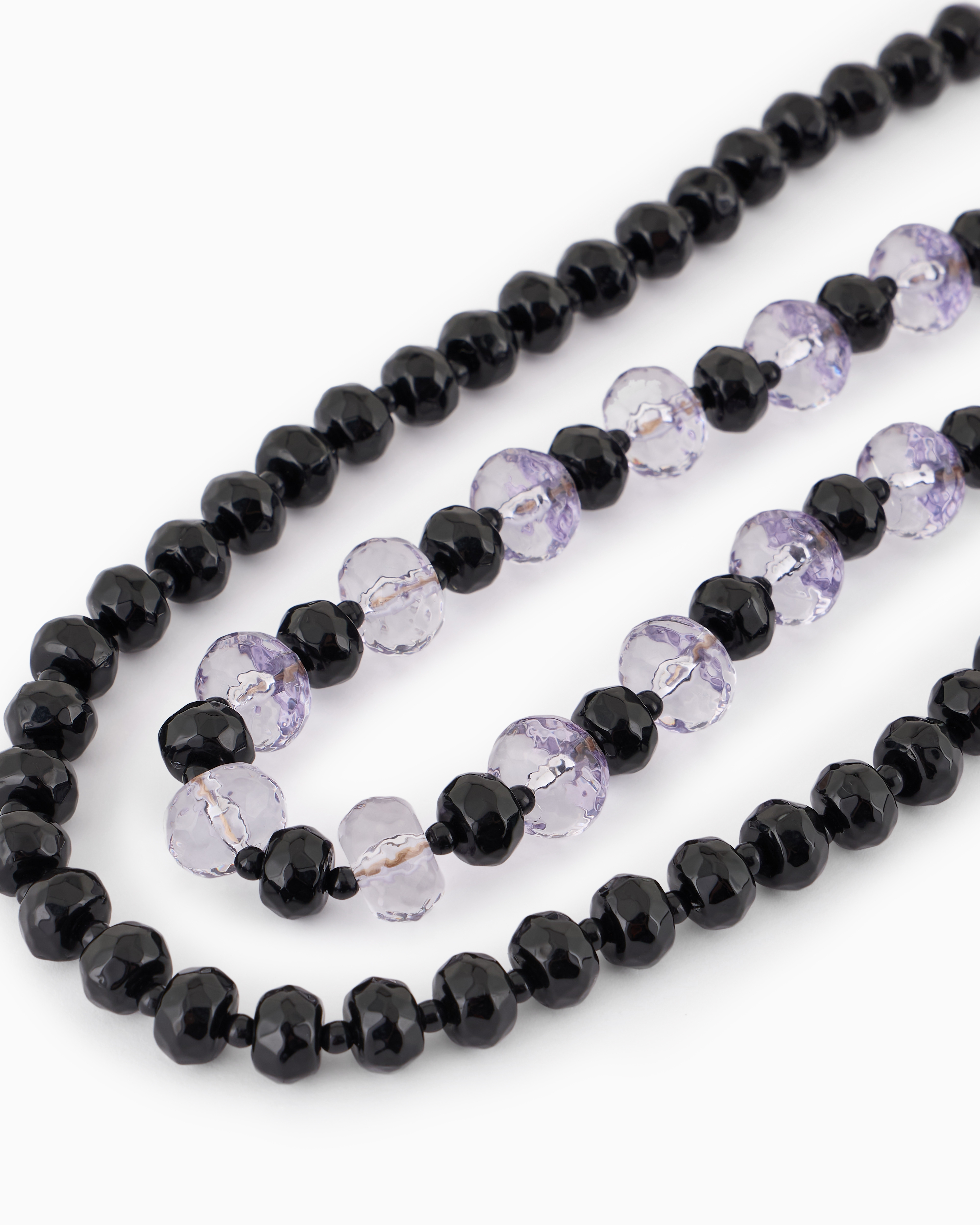 Shop Emporio Armani Double-strand Necklace With Faceted Spheres In Black