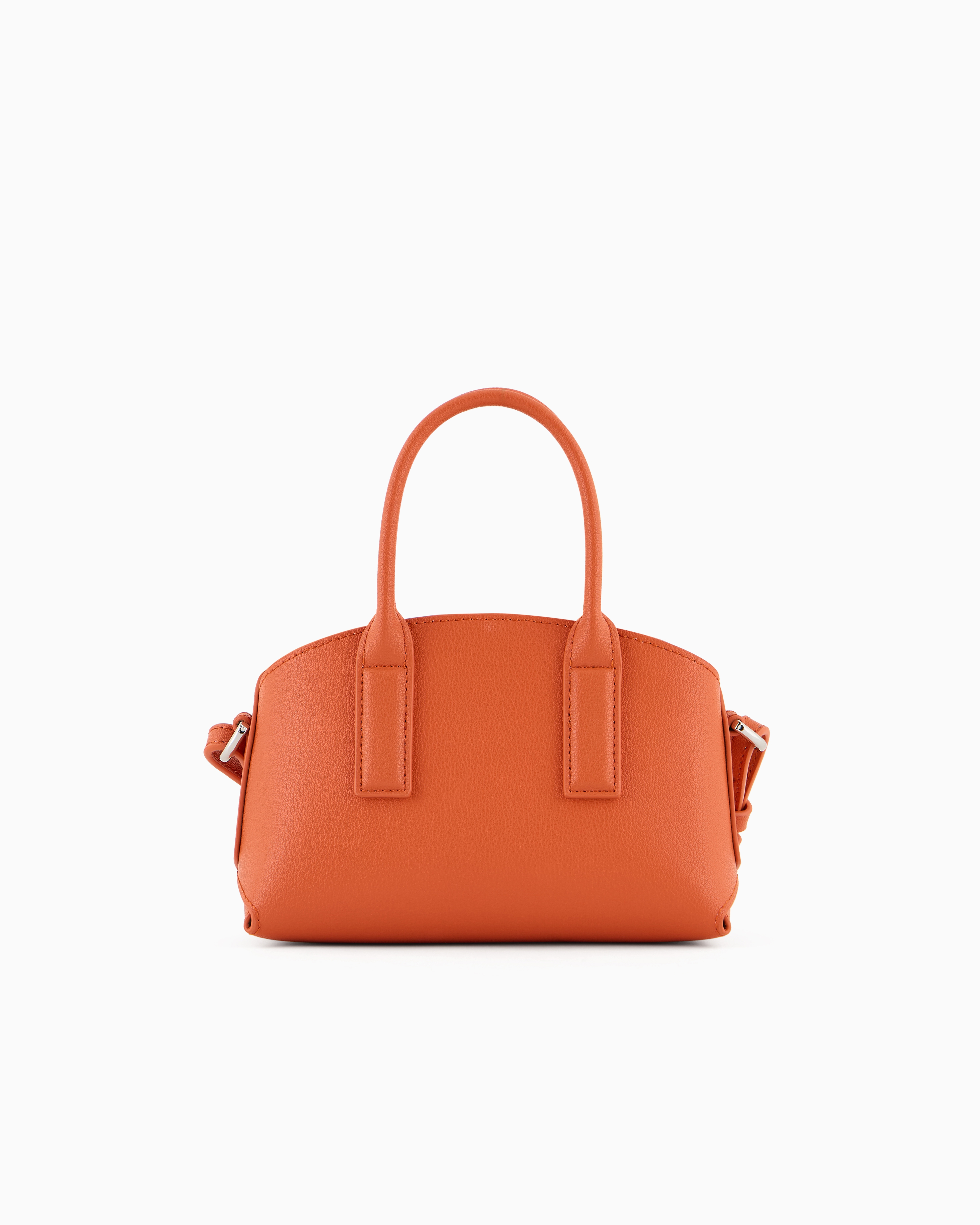 Shop Emporio Armani Asv Icon Regenerated Leather Small Handbag In Orange