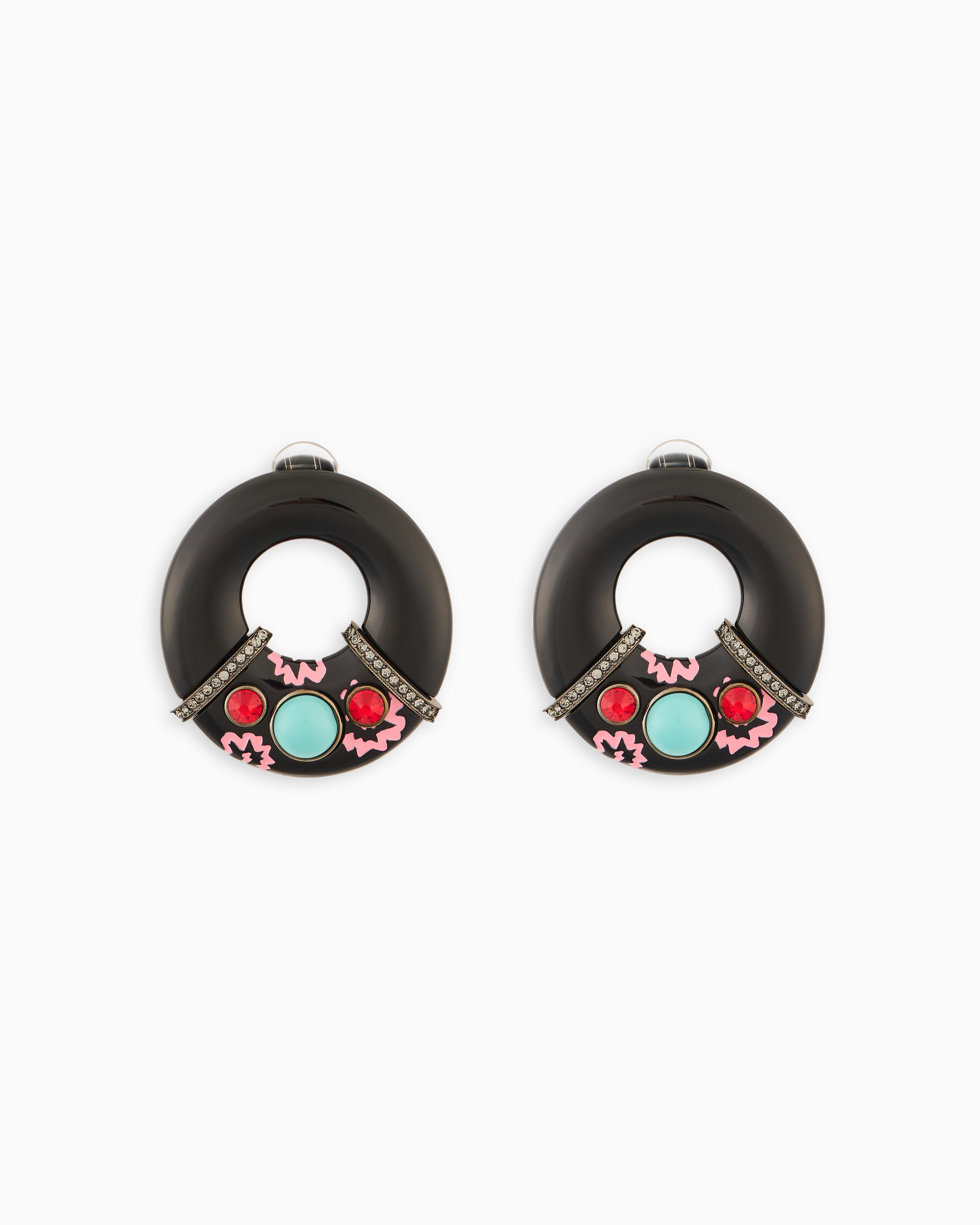 Giorgio Armani Official Store Round Resin And Crystal Earrings In Fantaisie