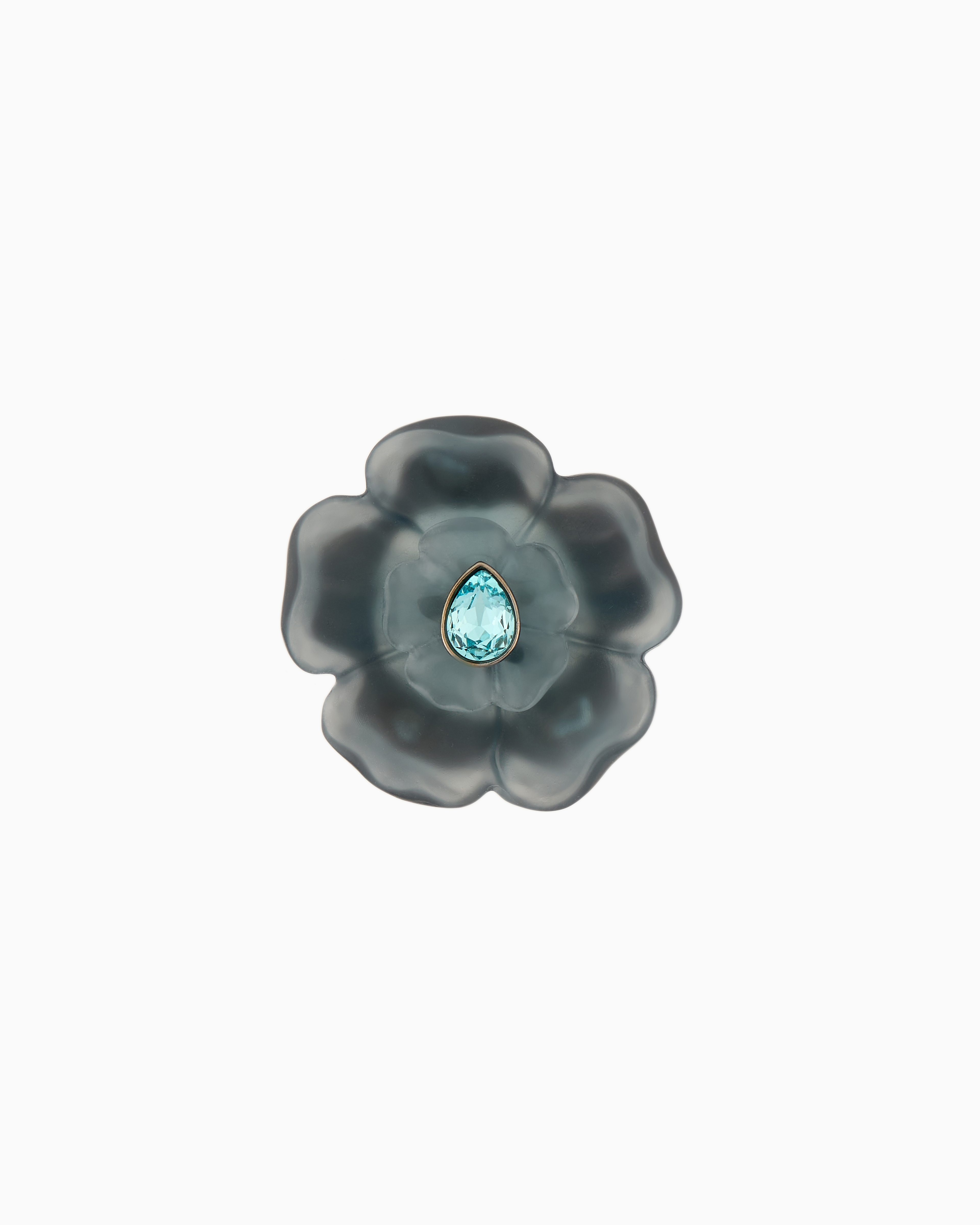 Giorgio Armani Official Store Resin Flower Brooch In Azure