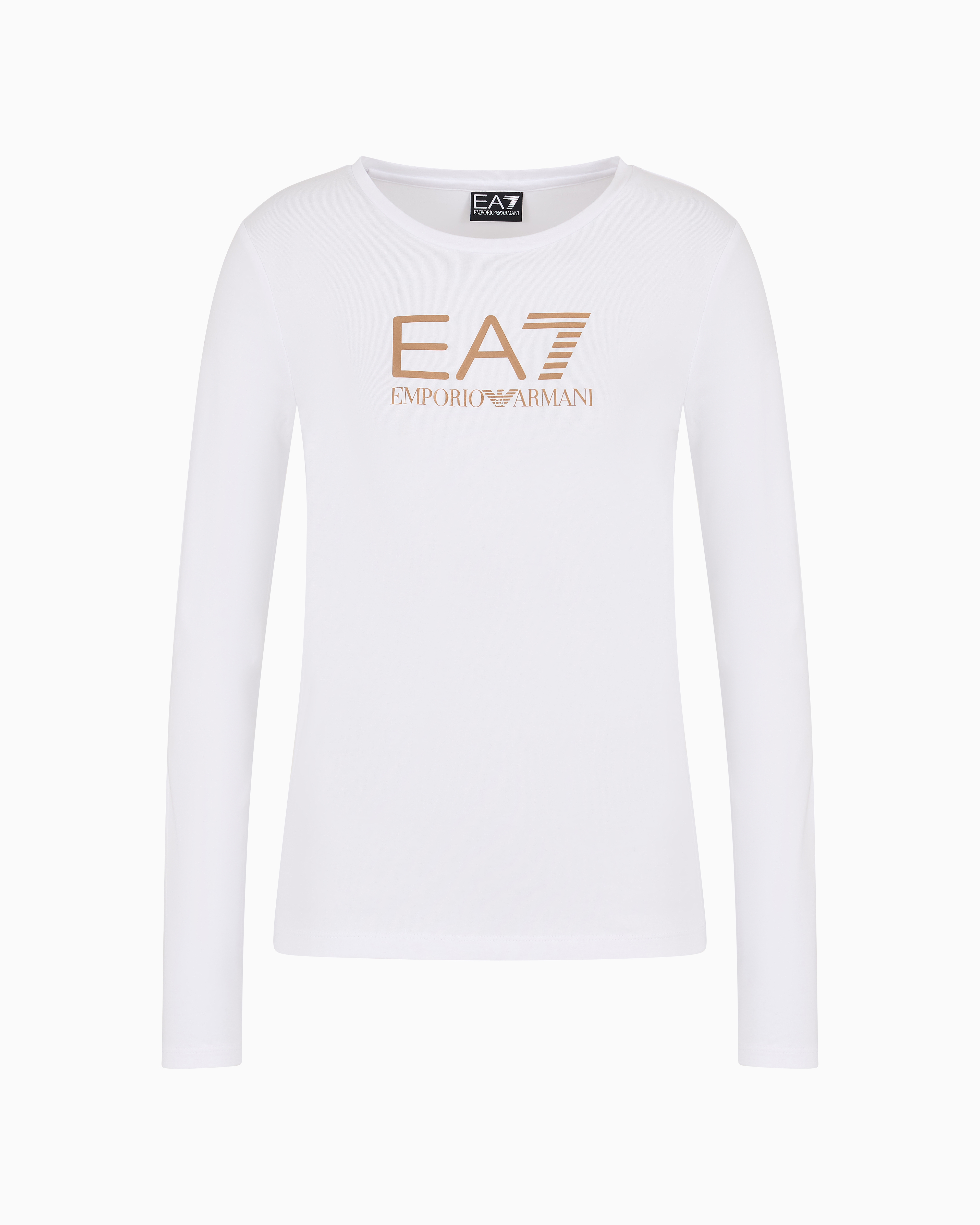 Ea7 Core Lady Stretch-cotton Long-sleeved T-shirt In White