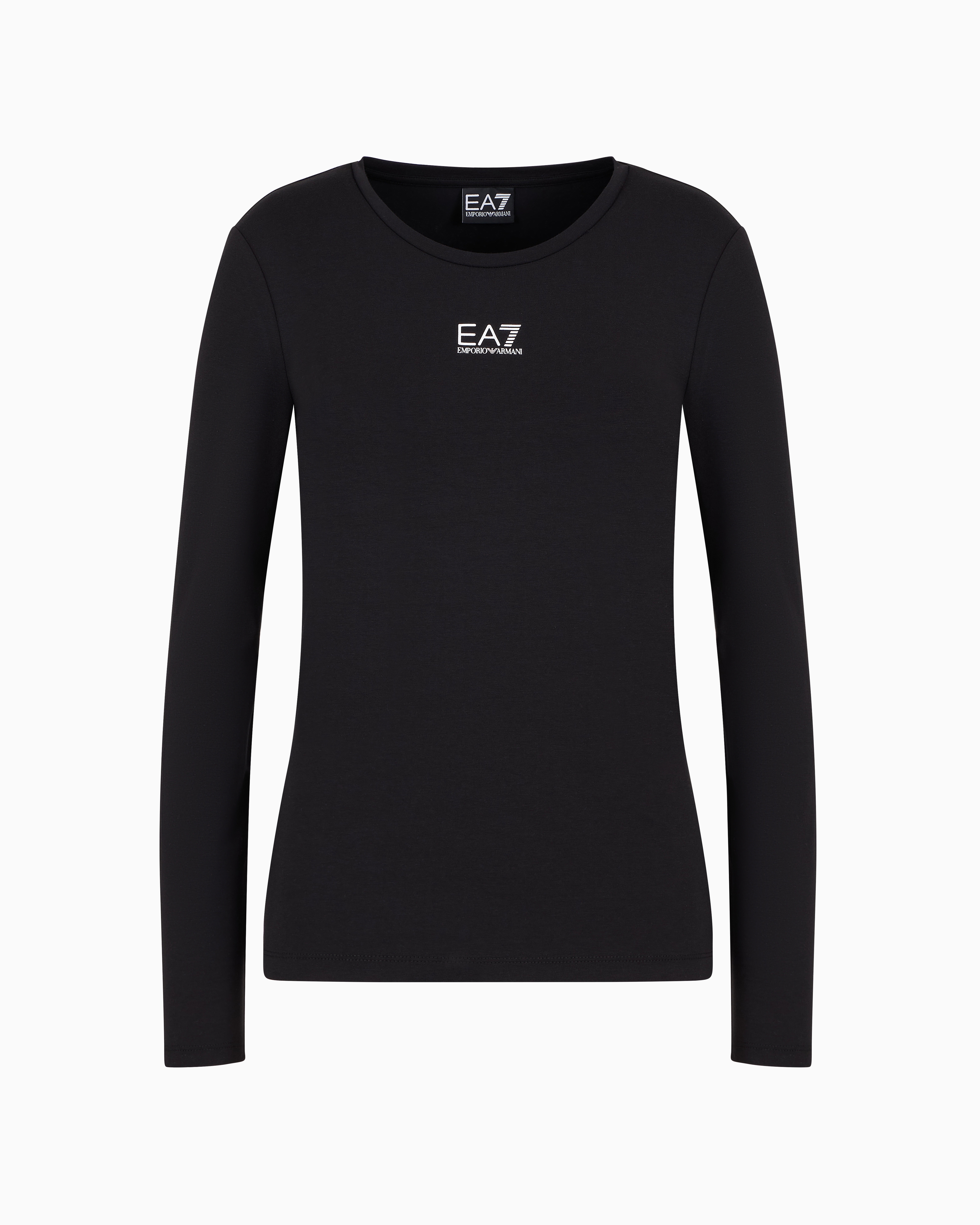 Shop Ea7 Logo Series Stretch Cotton And Modal T-shirt In Black