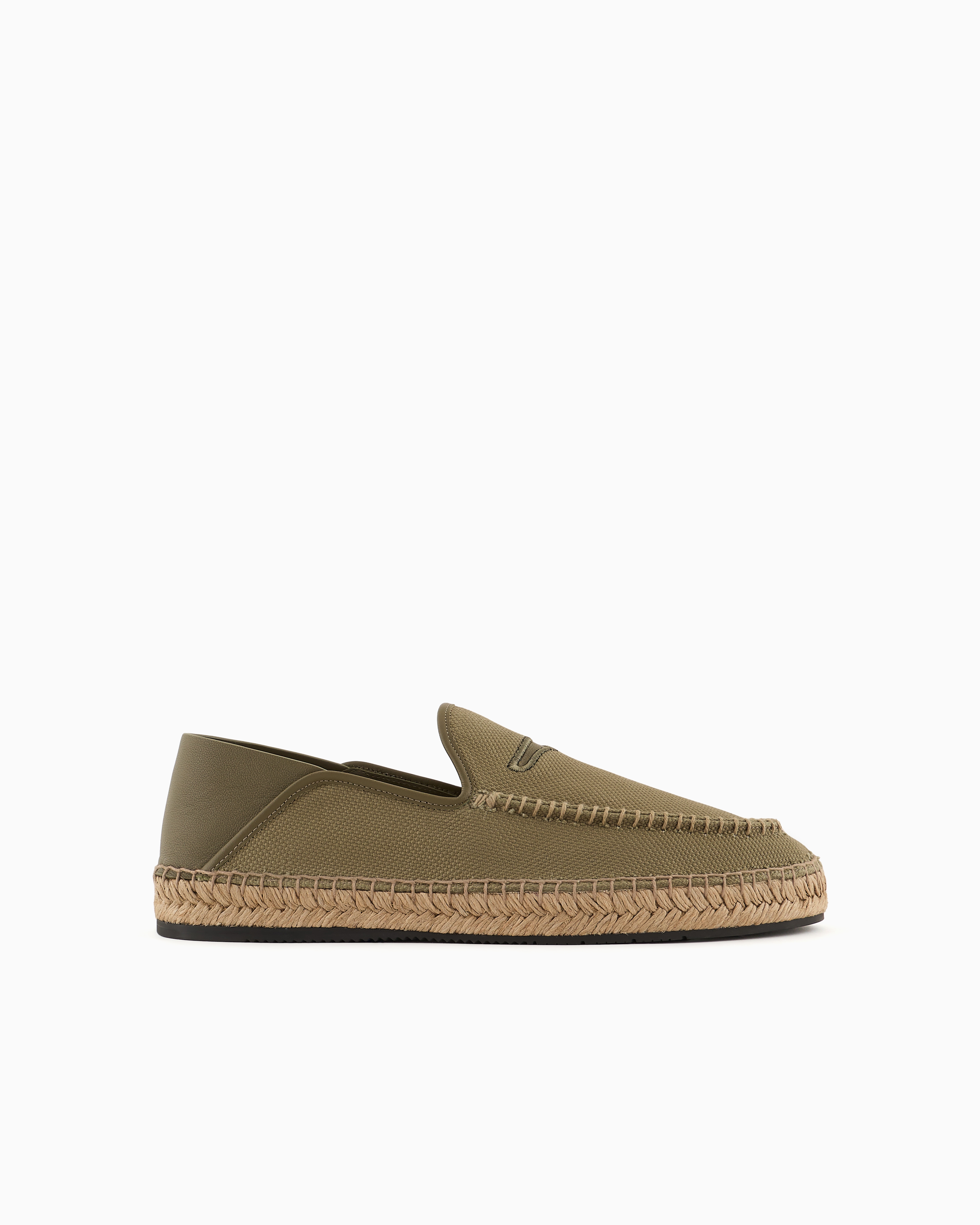 Giorgio Armani Official Store Espadrilles En Toile Et Cuir In Vert