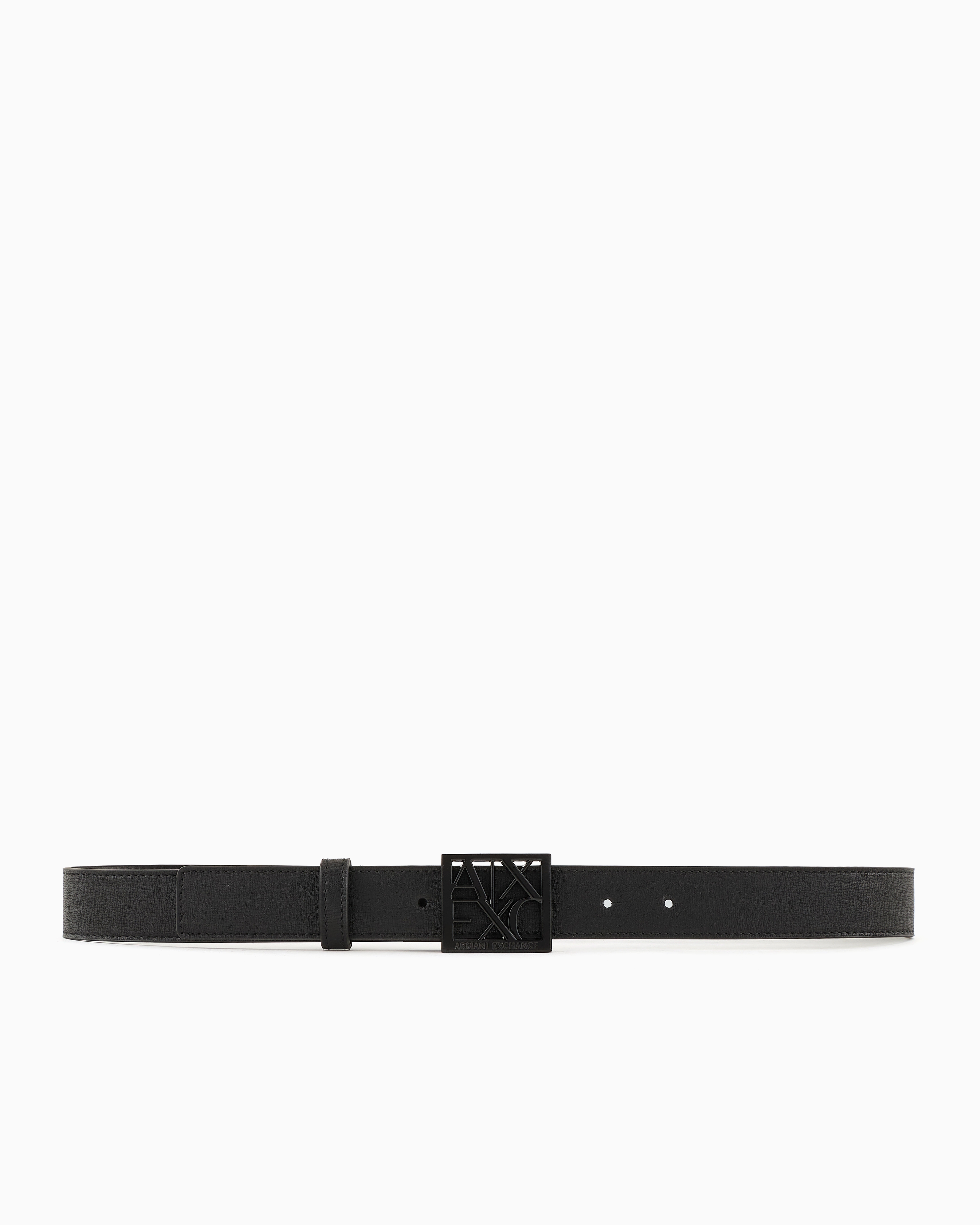 Shop Armani Exchange Belt With Square With Logo In Black