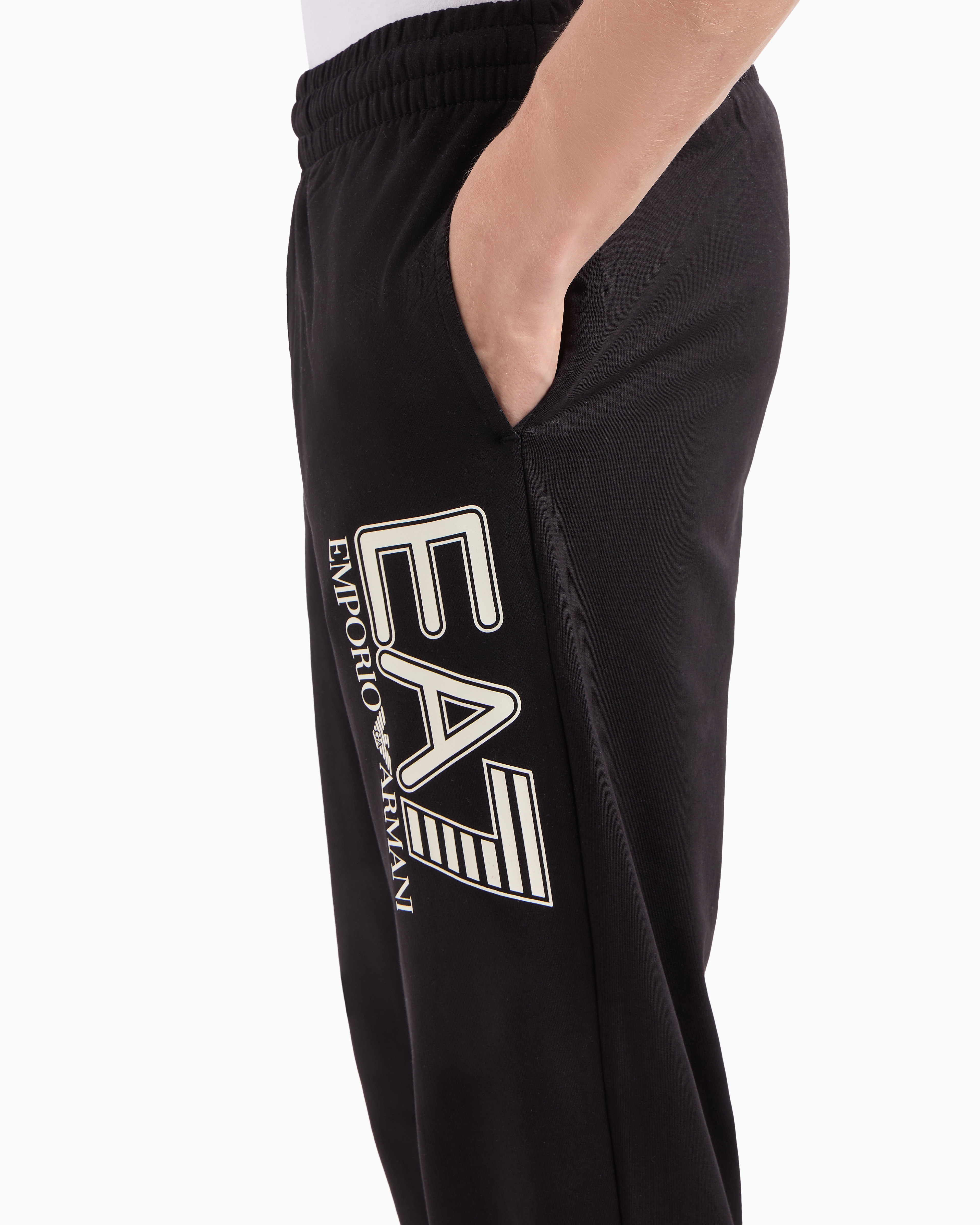 Ea7 Official Store Visibility Cotton Joggers In Black