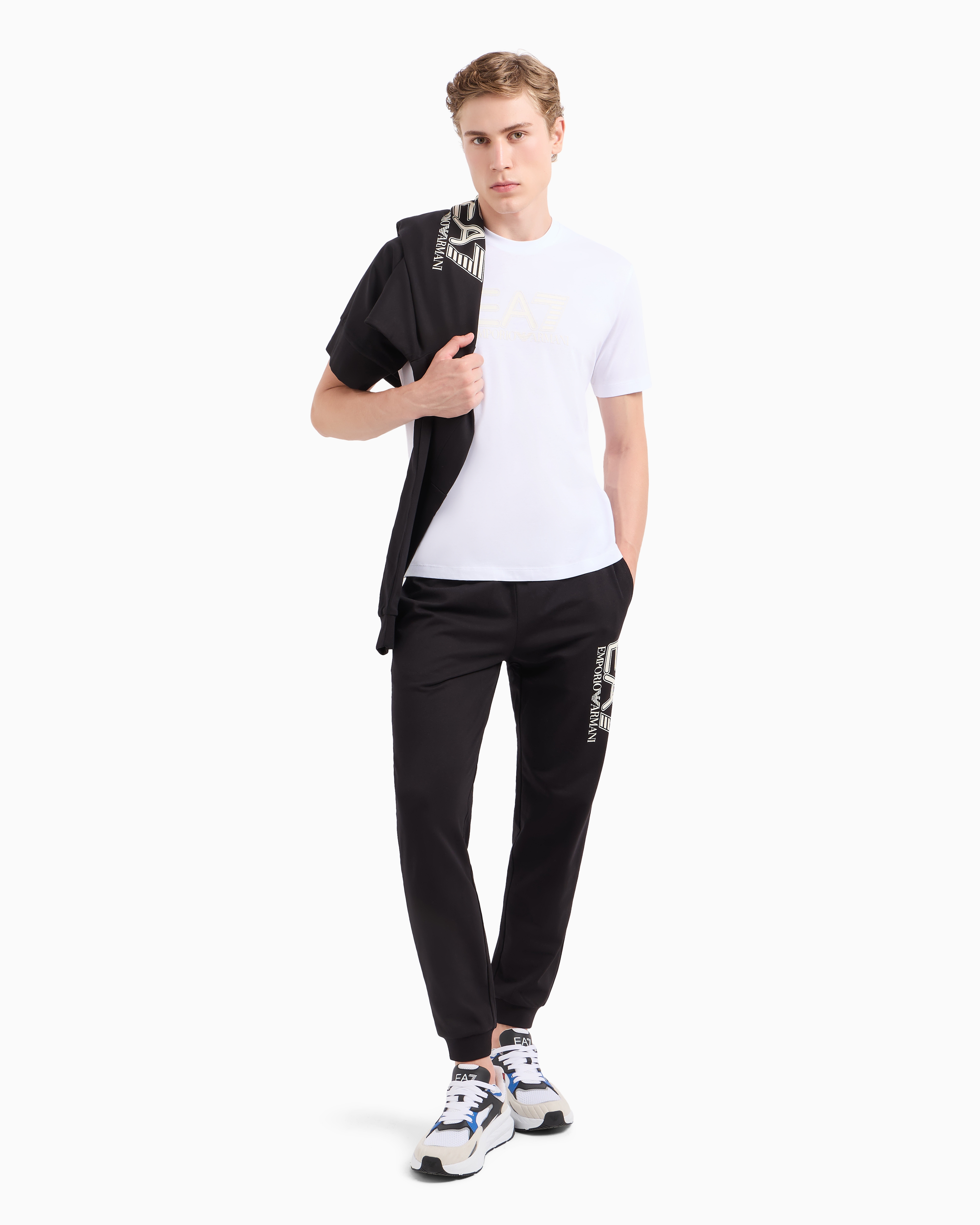 Ea7 Official Store Visibility Cotton Joggers In Black